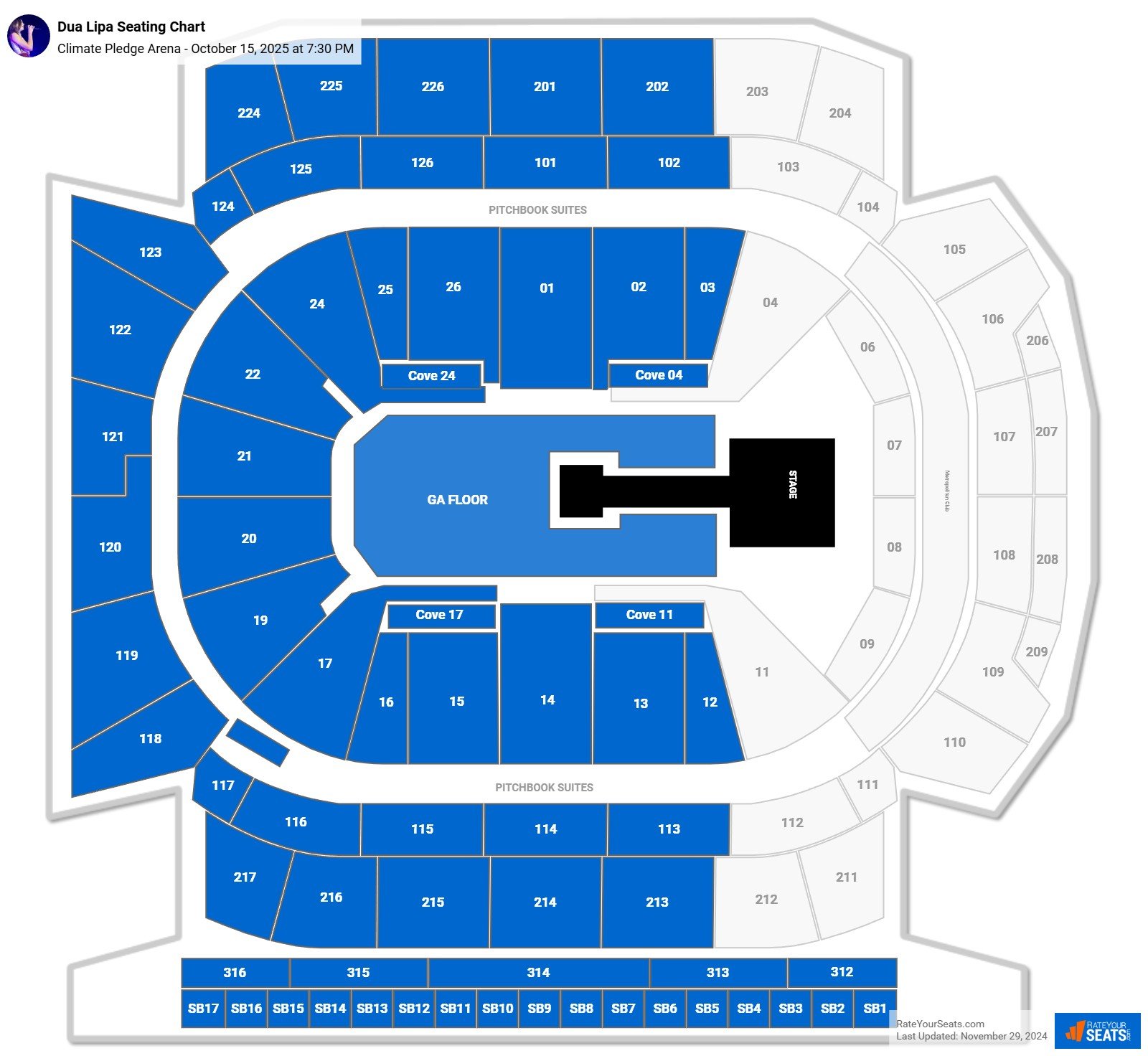 Dua Lipa seating chart Climate Pledge Arena