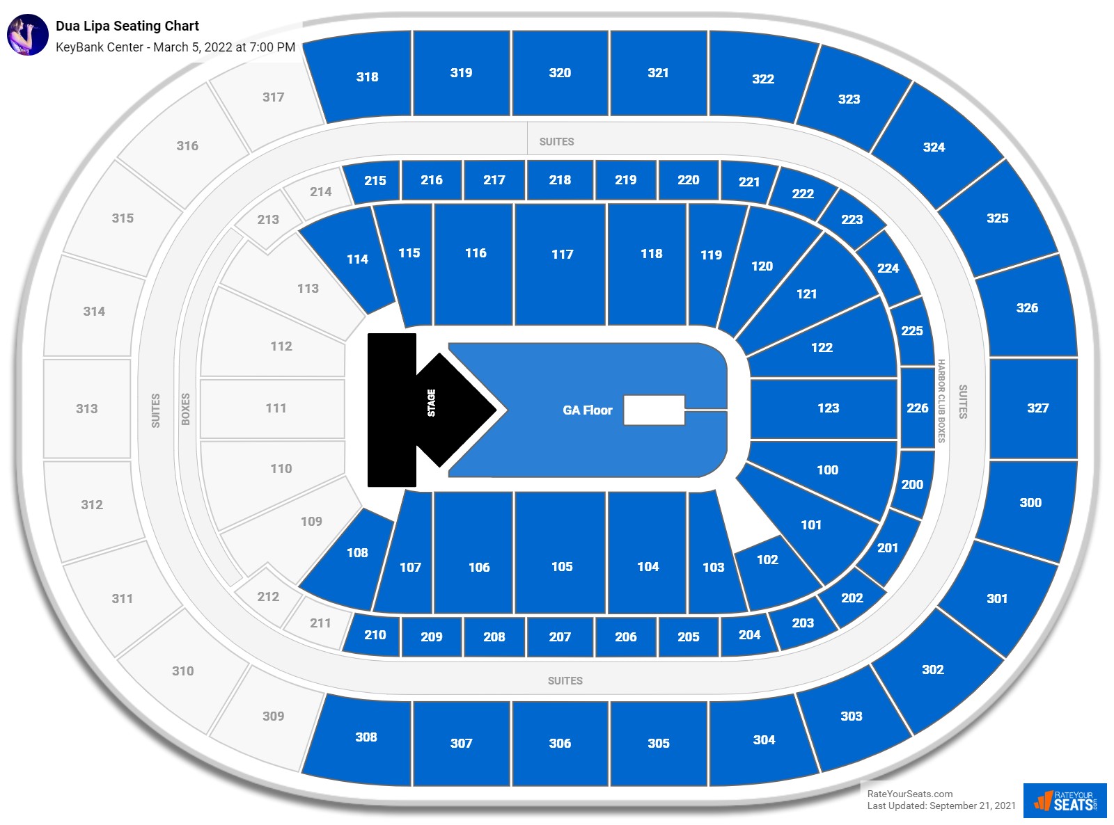 Dua Lipa seating chart KeyBank Center