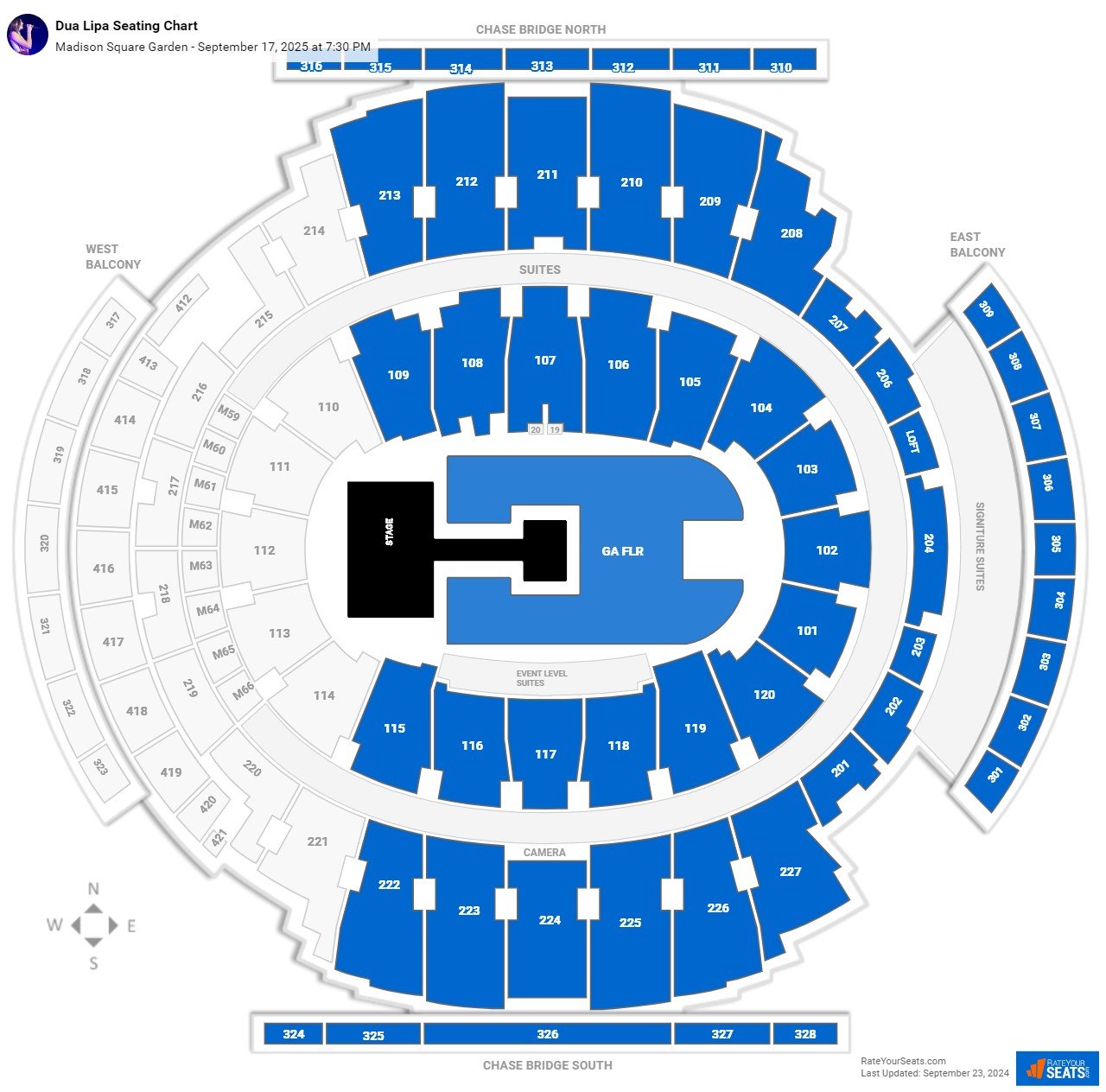 Dua Lipa seating chart Madison Square Garden