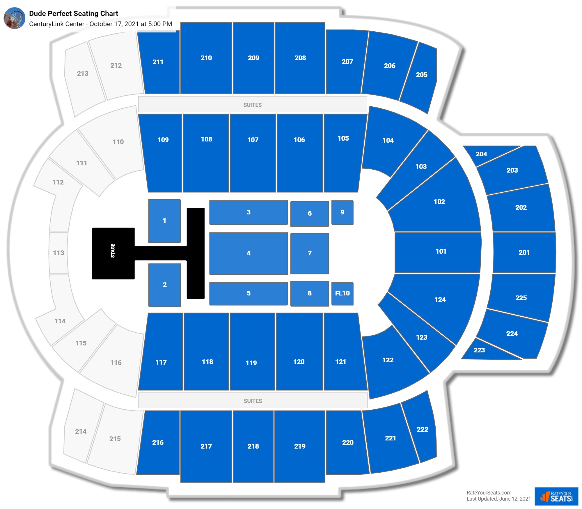 Dude Perfect seating chart CenturyLink Center