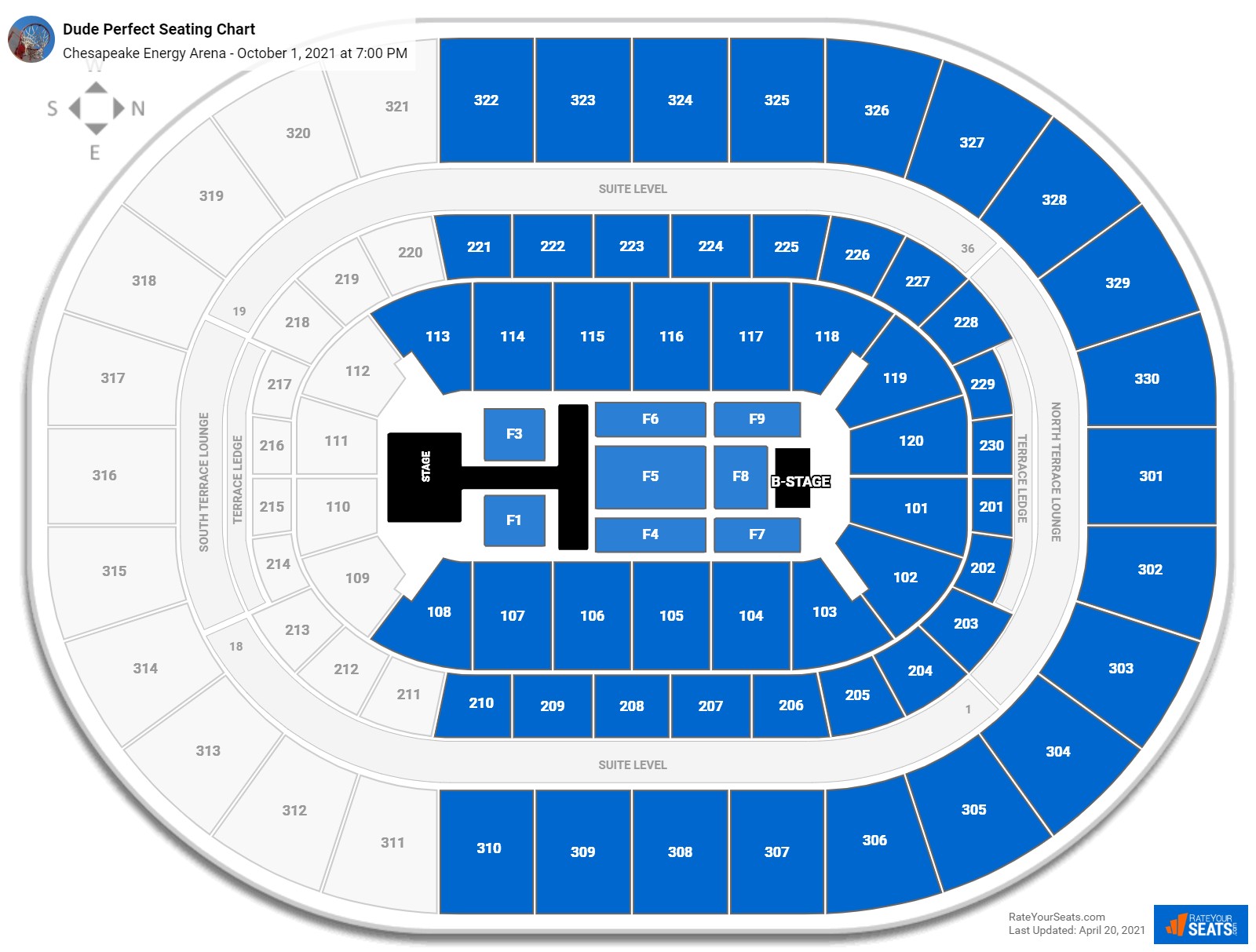 Dude Perfect seating chart Chesapeake Energy Arena