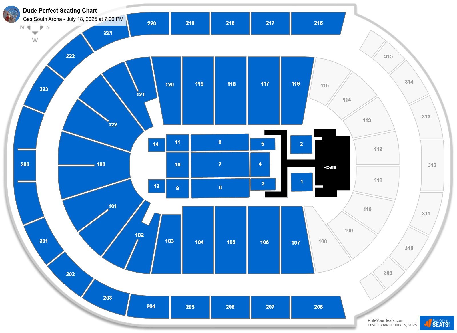 Dude Perfect seating chart Gas South Arena