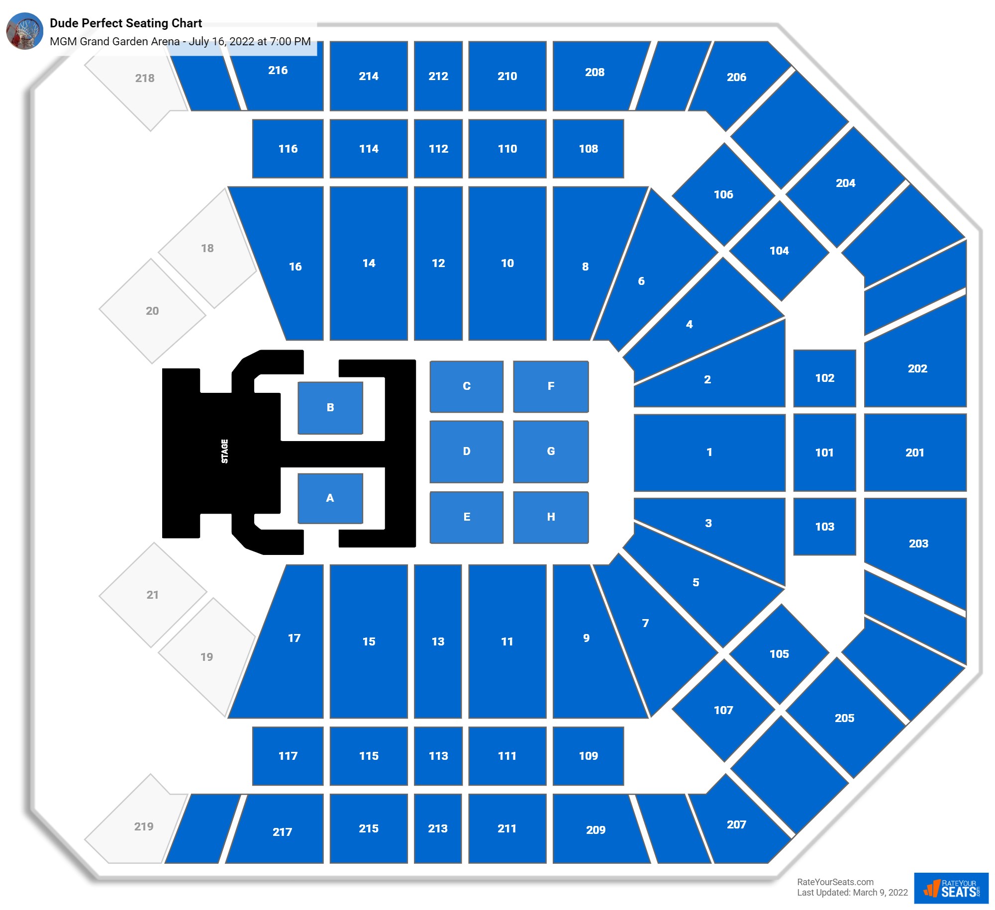 Dude Perfect seating chart MGM Grand Garden Arena