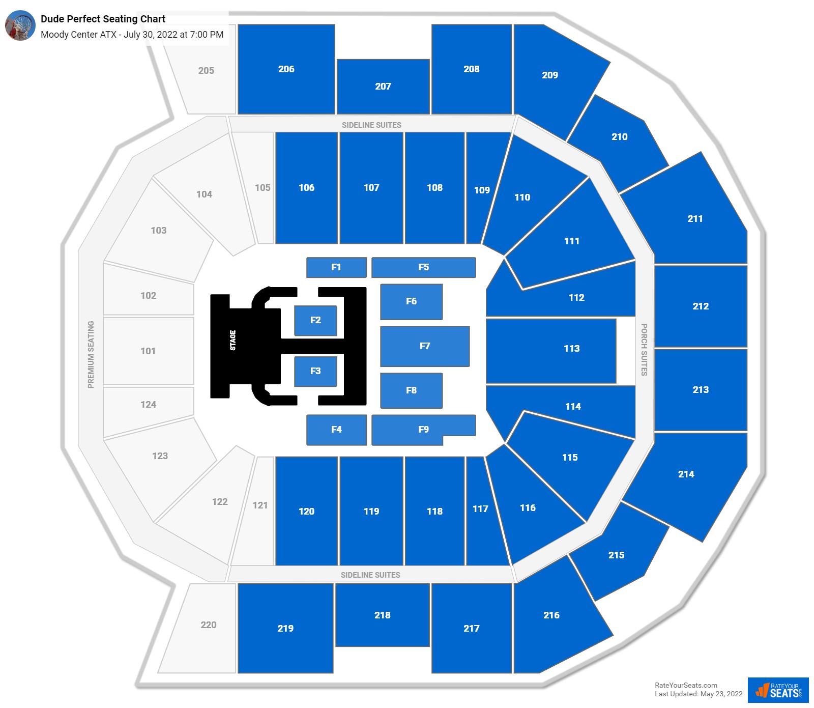 Dude Perfect seating chart Moody Center ATX