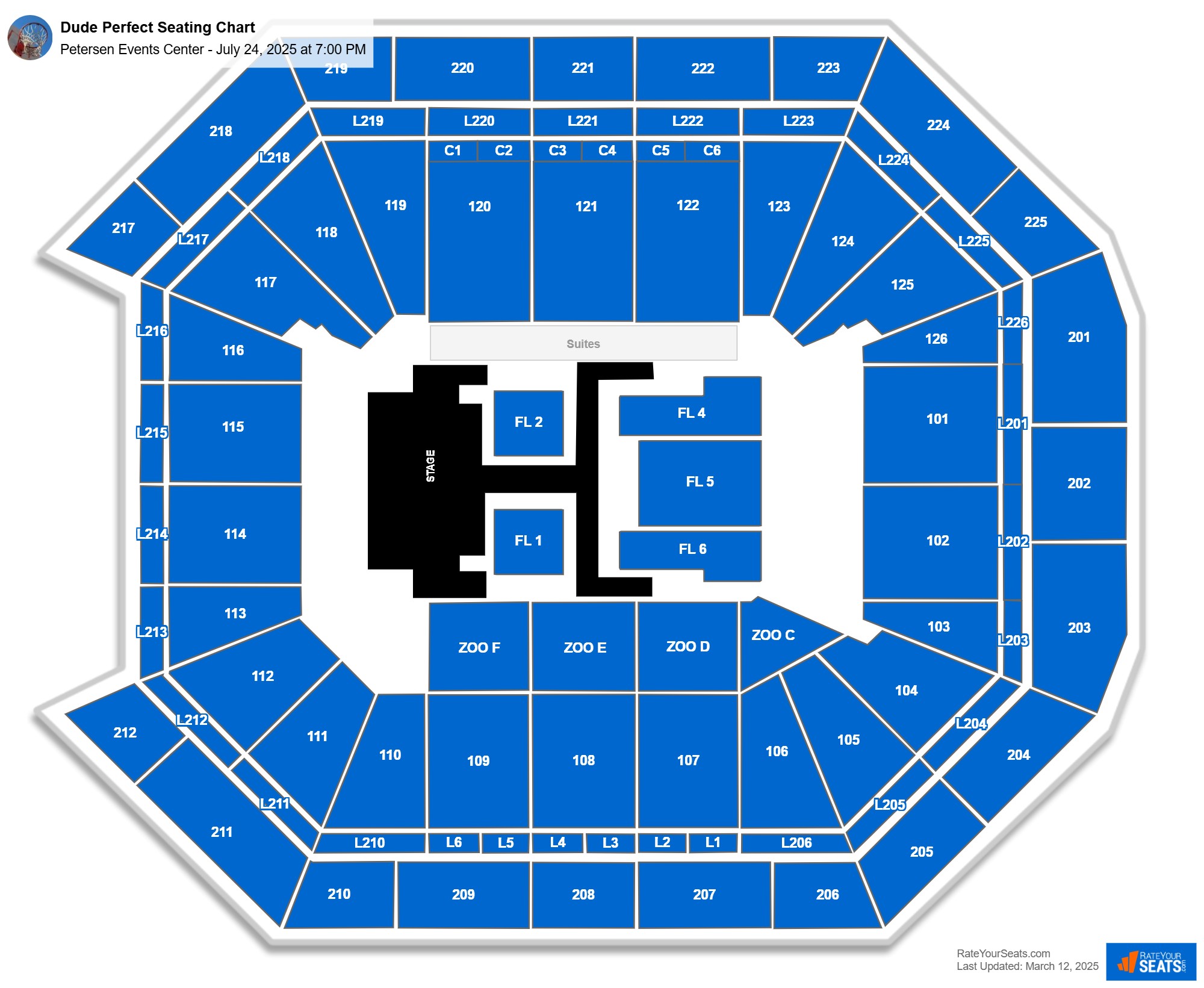 Dude Perfect seating chart Petersen Events Center