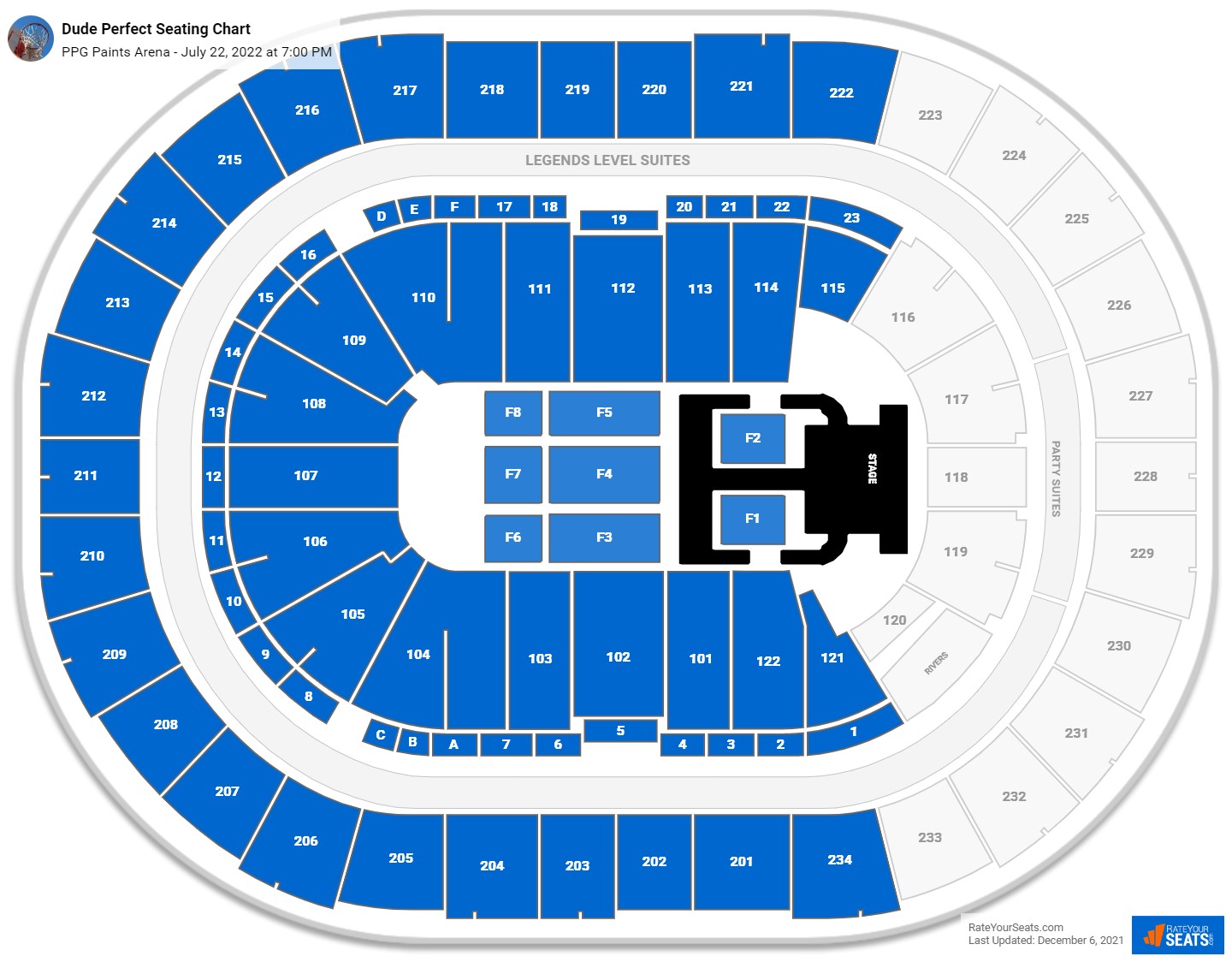 Dude Perfect seating chart PPG Paints Arena