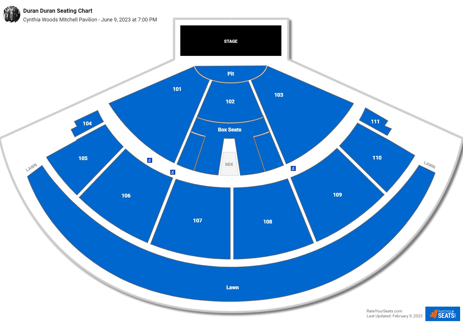 Duran Duran seating chart Cynthia Woods Mitchell Pavilion