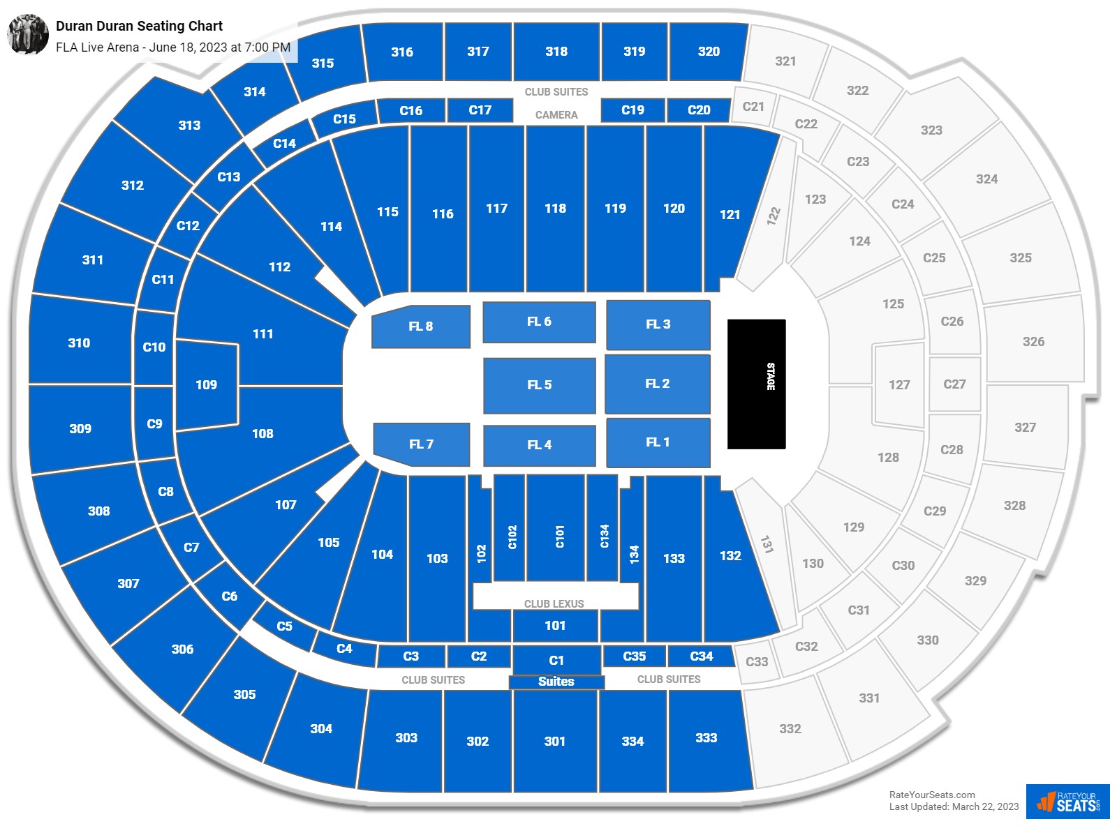 Duran Duran seating chart FLA Live Arena