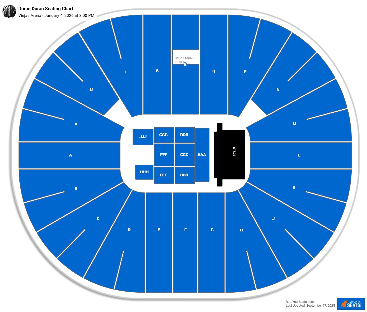 Duran Duran seating chart Viejas Arena