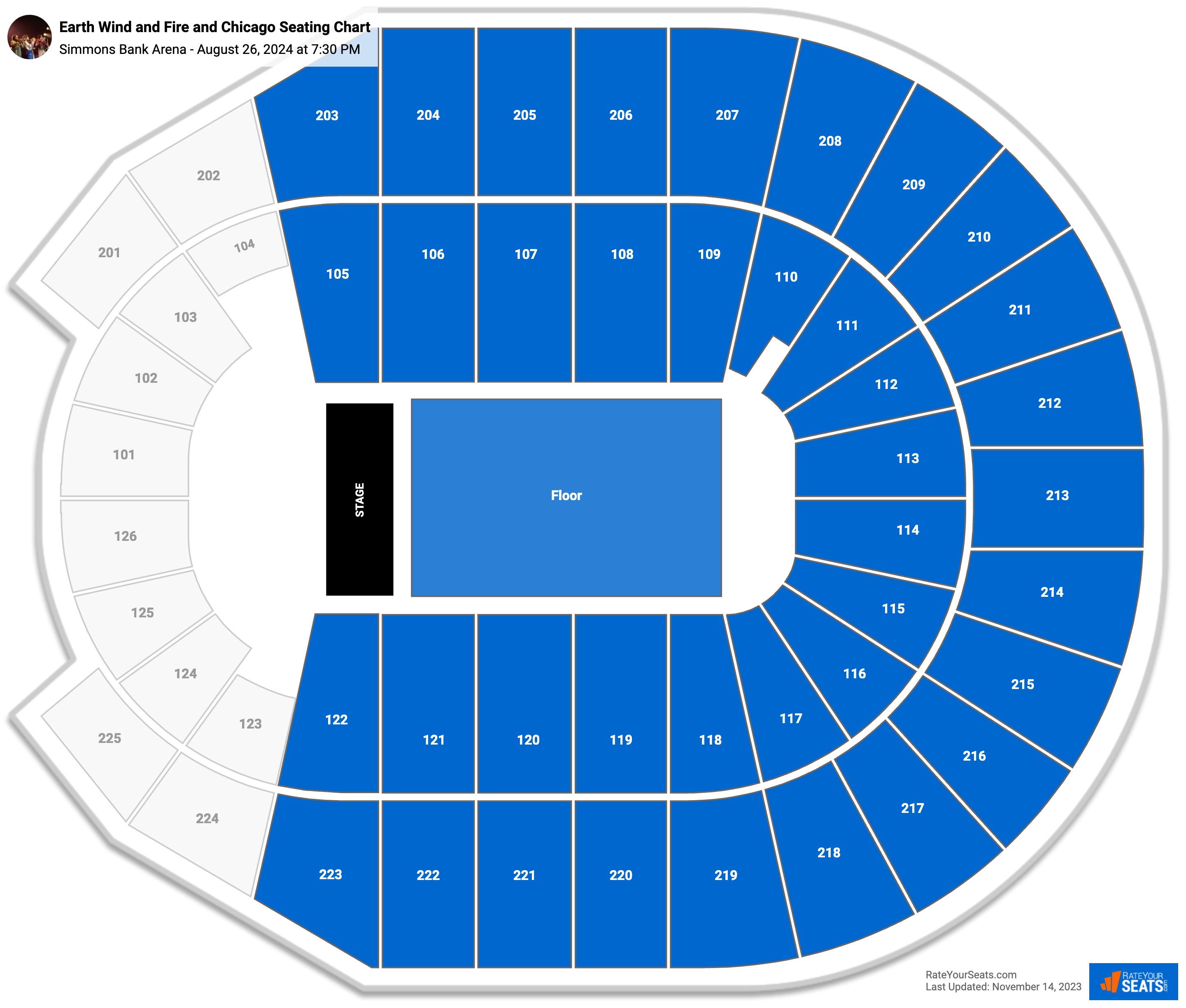 Earth Wind and Fire and Chicago seating chart Simmons Bank Arena