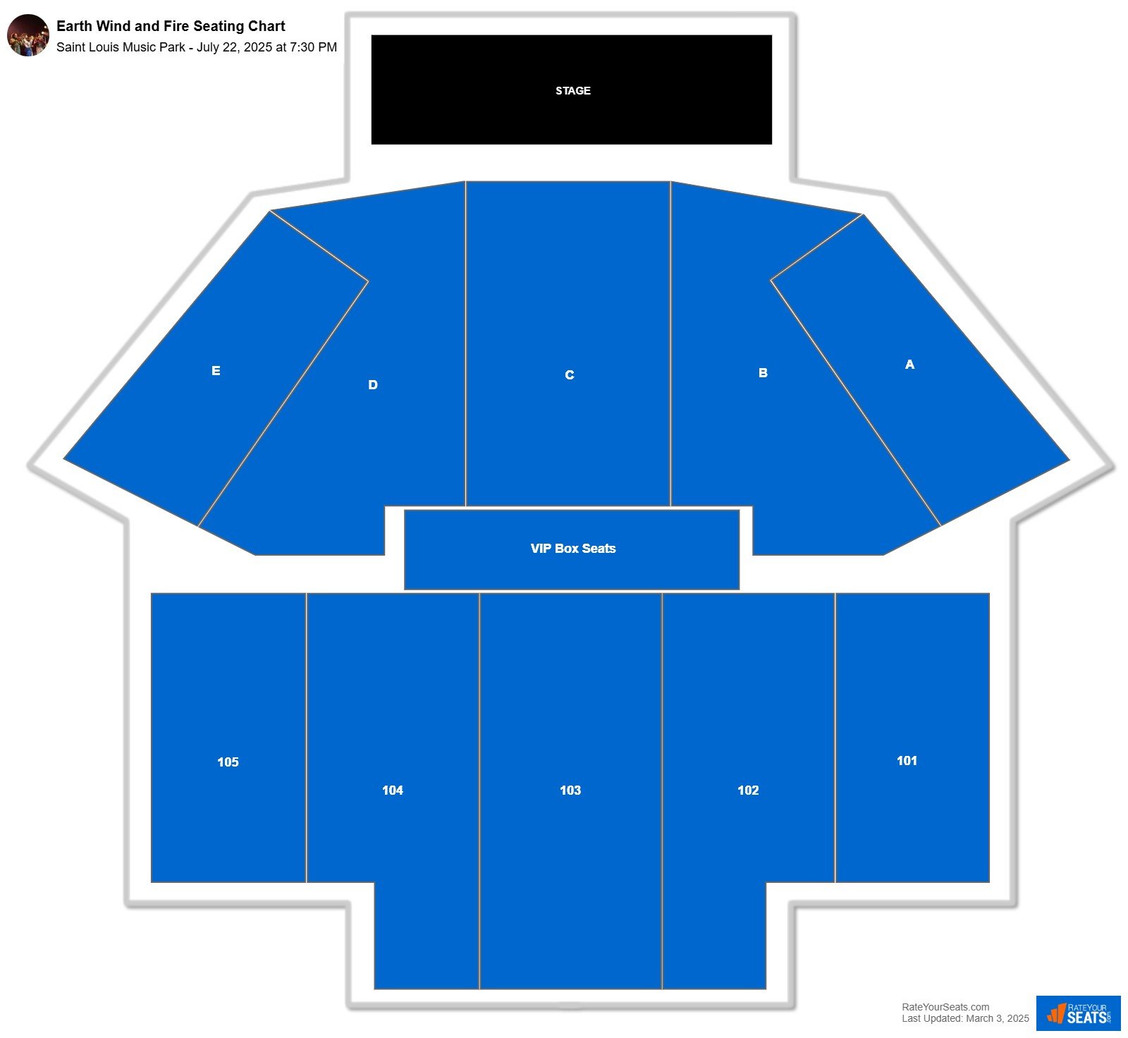 Earth Wind and Fire seating chart Saint Louis Music Park