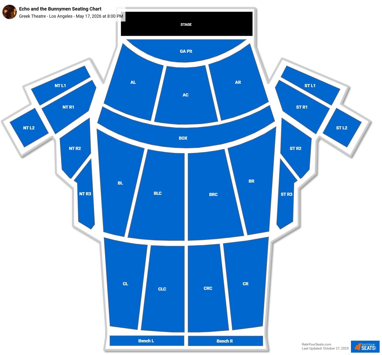 Echo and the Bunnymen seating chart Greek Theatre - Los Angeles