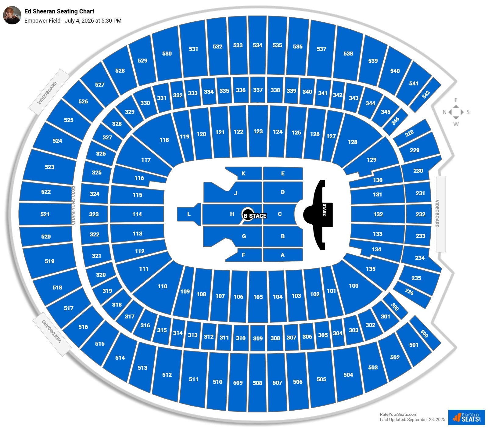 Ed Sheeran seating chart Empower Field (at Mile High)