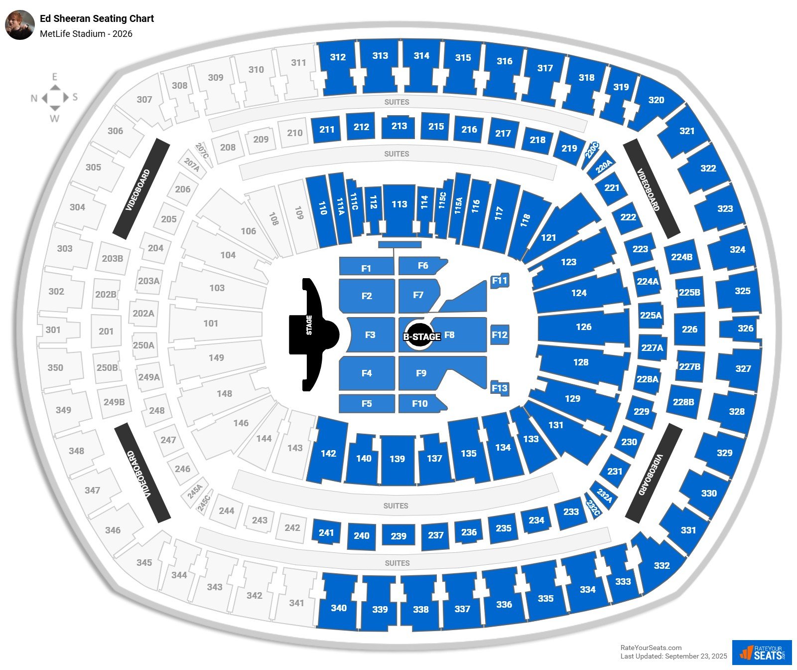 Ed Sheeran seating chart MetLife Stadium
