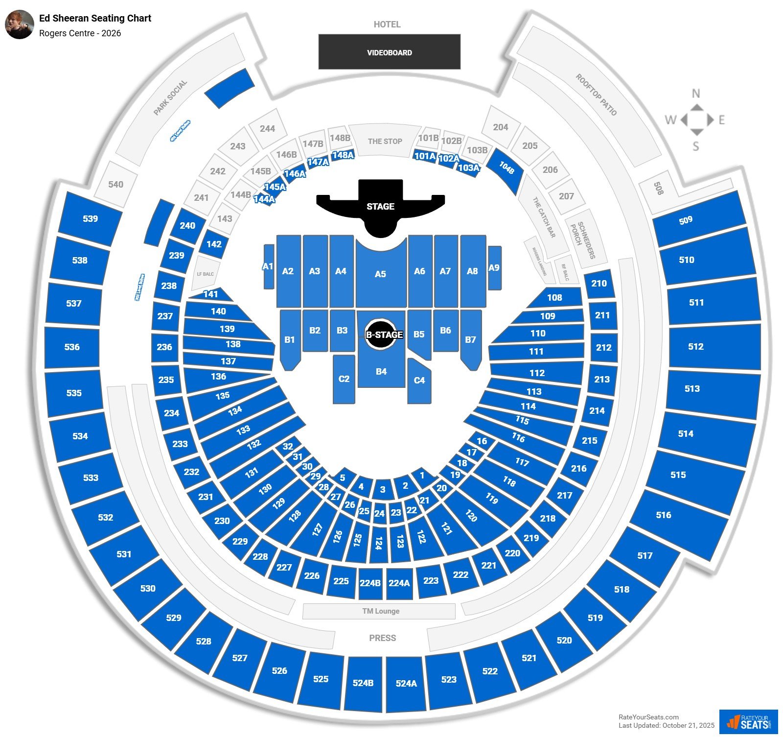 Ed Sheeran seating chart Rogers Centre