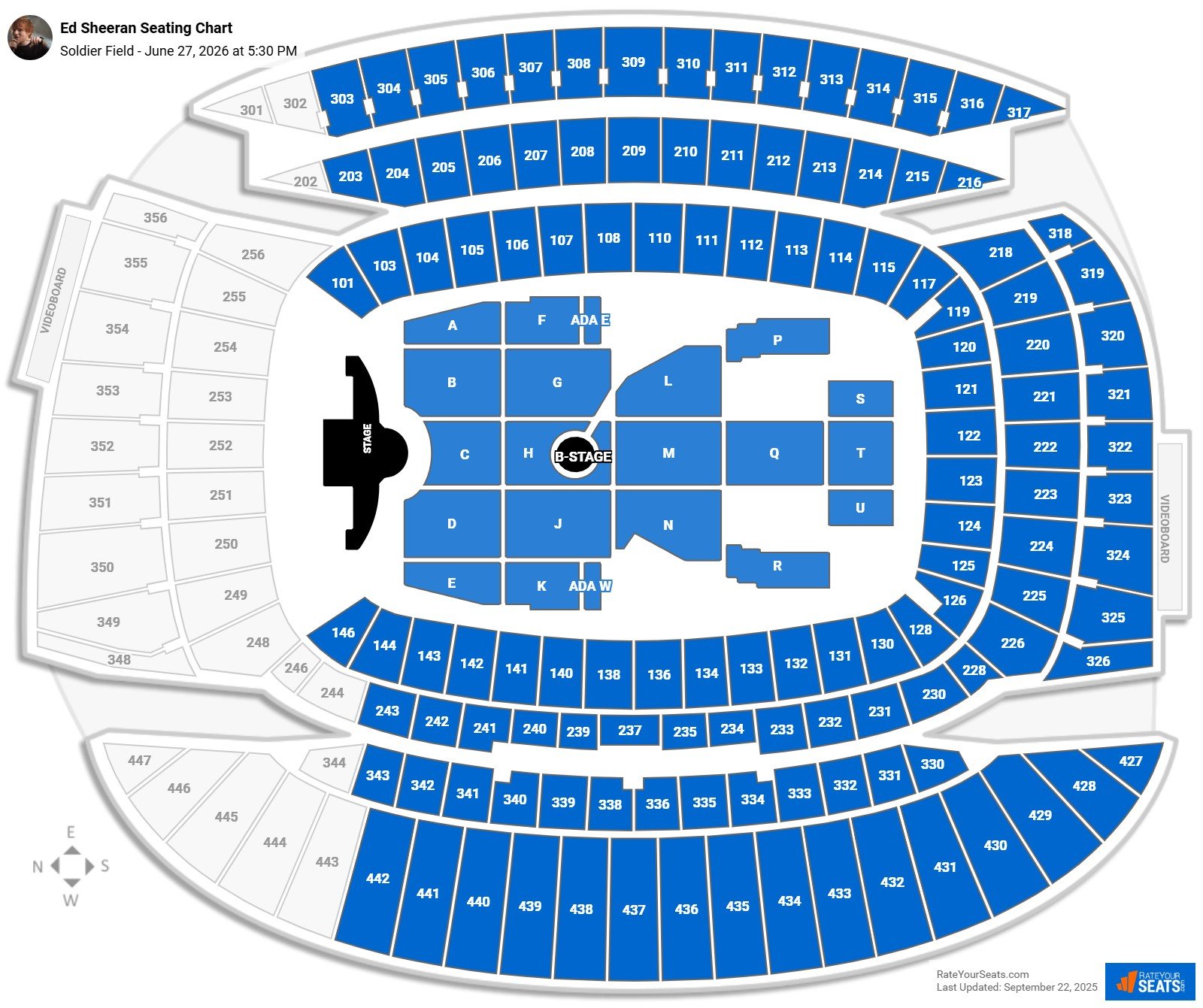 Ed Sheeran seating chart Soldier Field