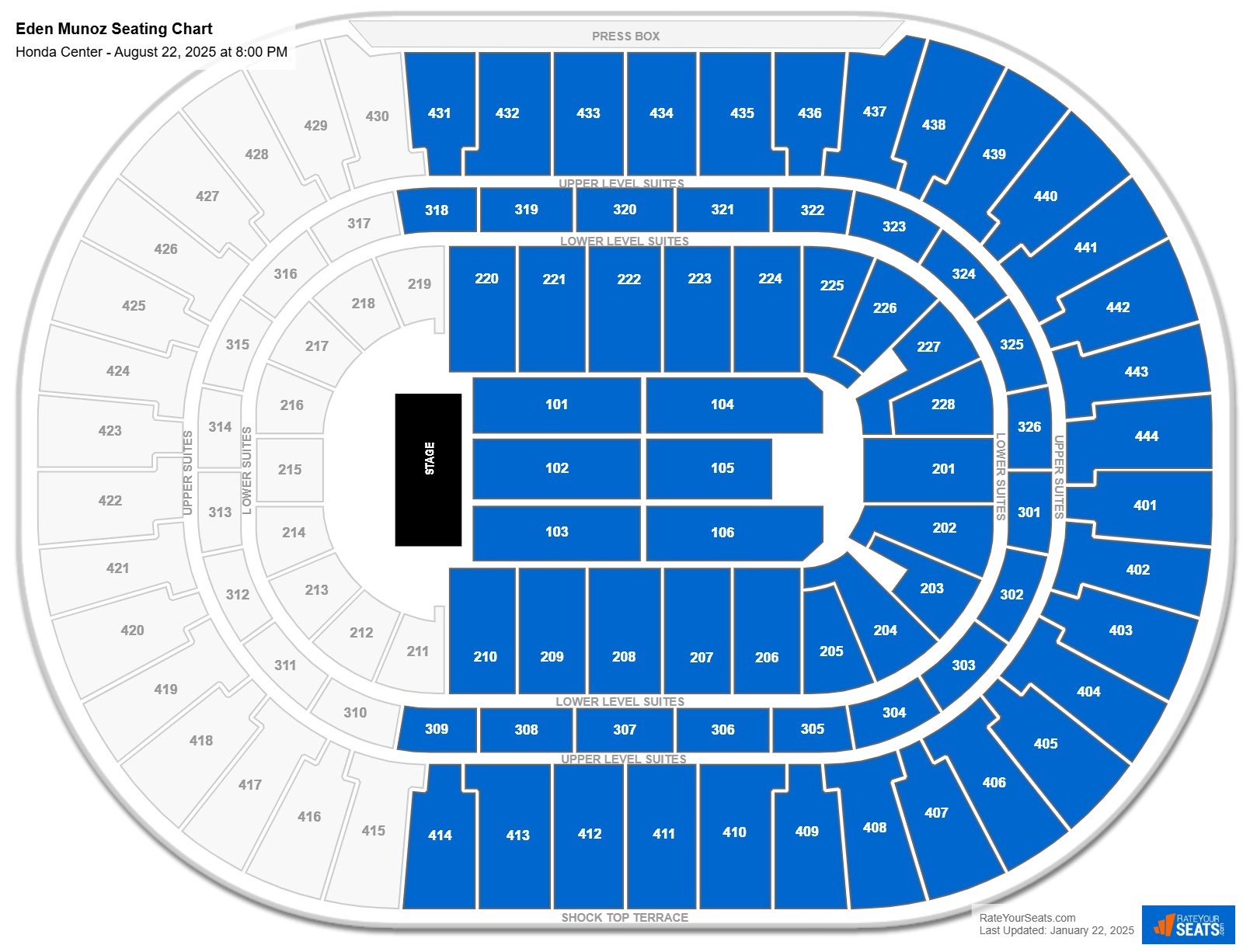 Eden Munoz seating chart Honda Center
