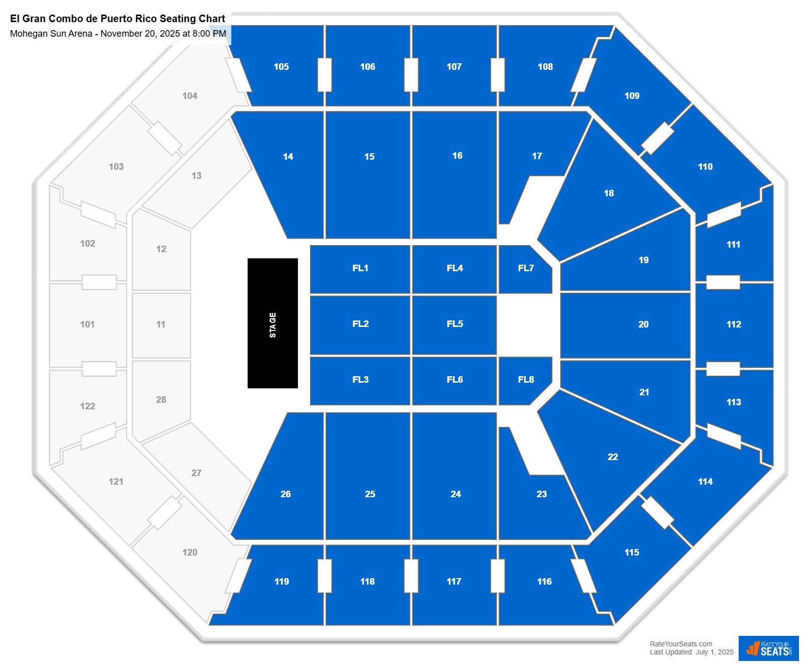 El Gran Combo de Puerto Rico seating chart Mohegan Sun Arena