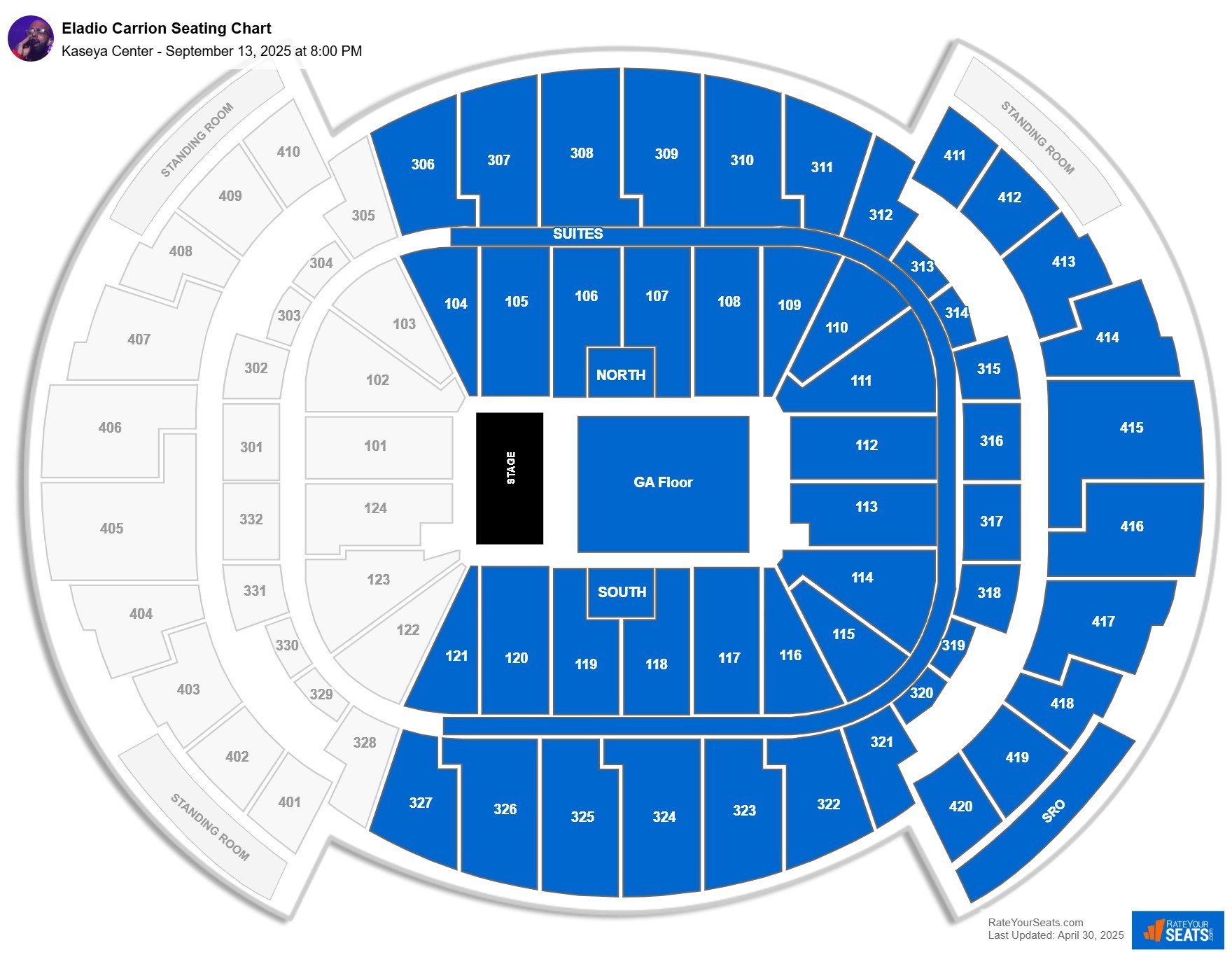 Eladio Carrion seating chart Kaseya Center