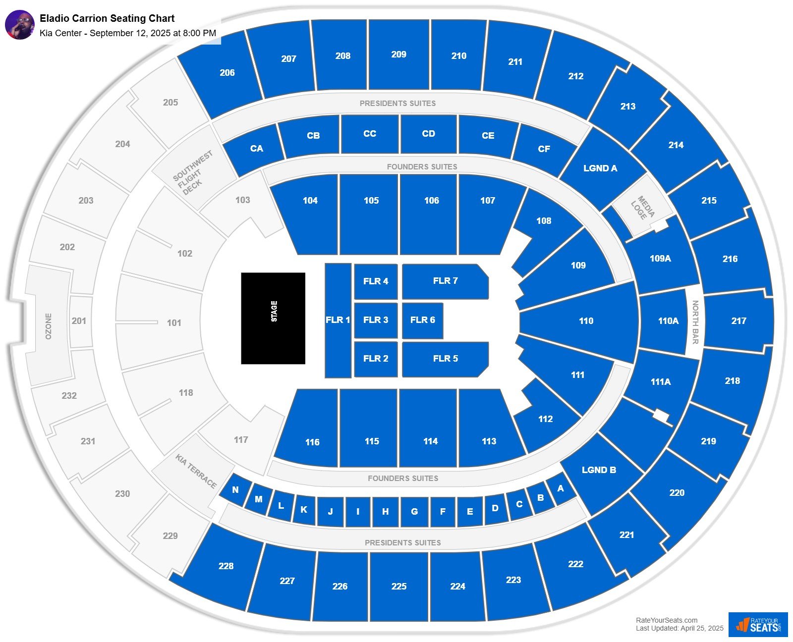 Eladio Carrion seating chart Kia Center