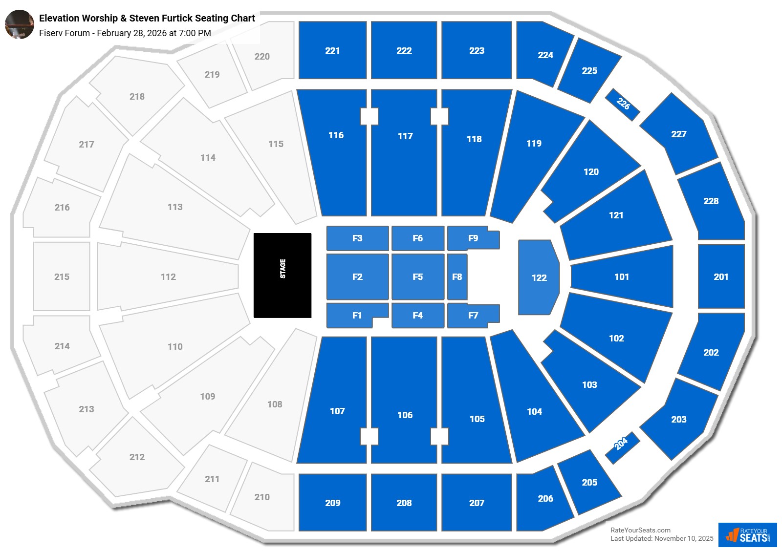 Elevation Worship & Steven Furtick seating chart Fiserv Forum