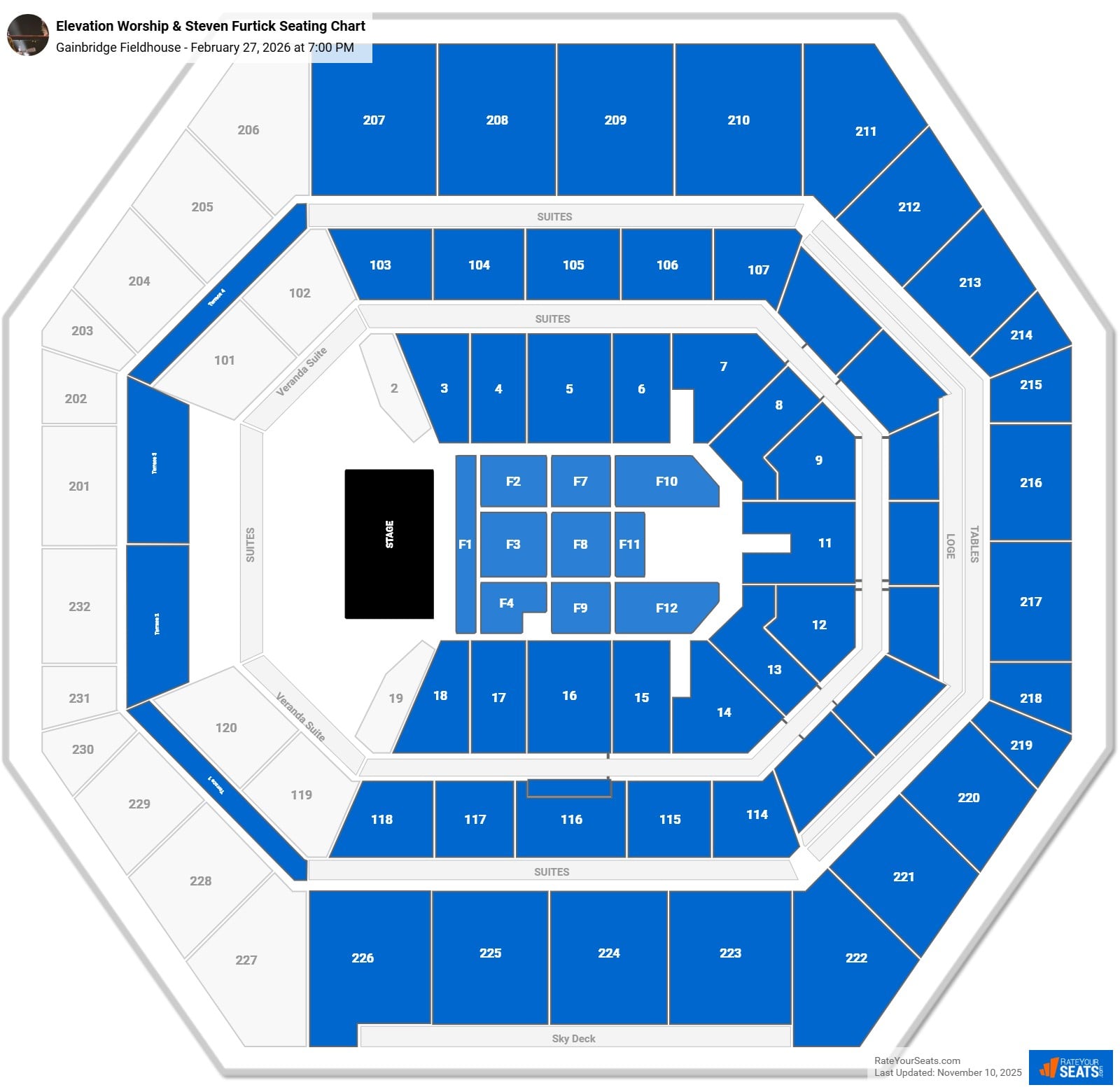 Elevation Worship & Steven Furtick seating chart Gainbridge Fieldhouse