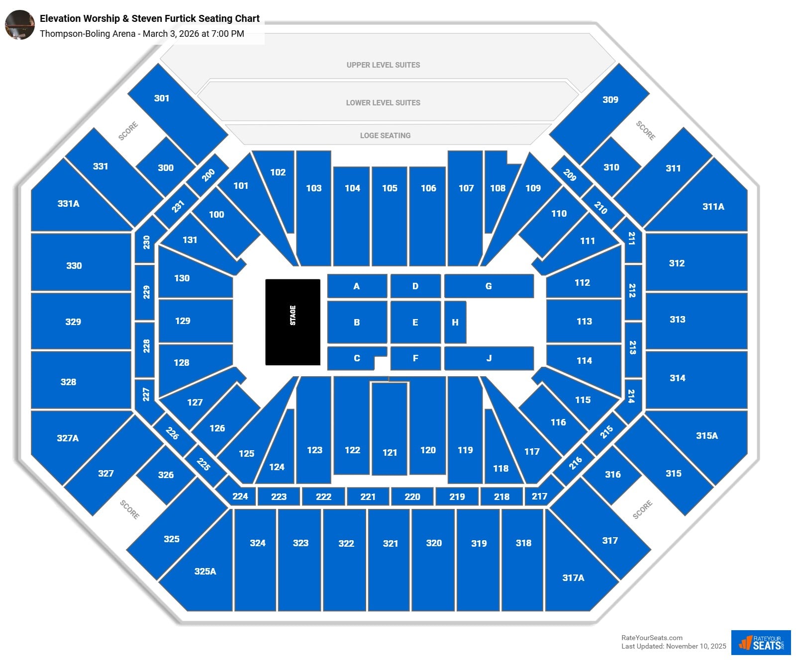 Elevation Worship & Steven Furtick seating chart Thompson-Boling Arena at Food City Center