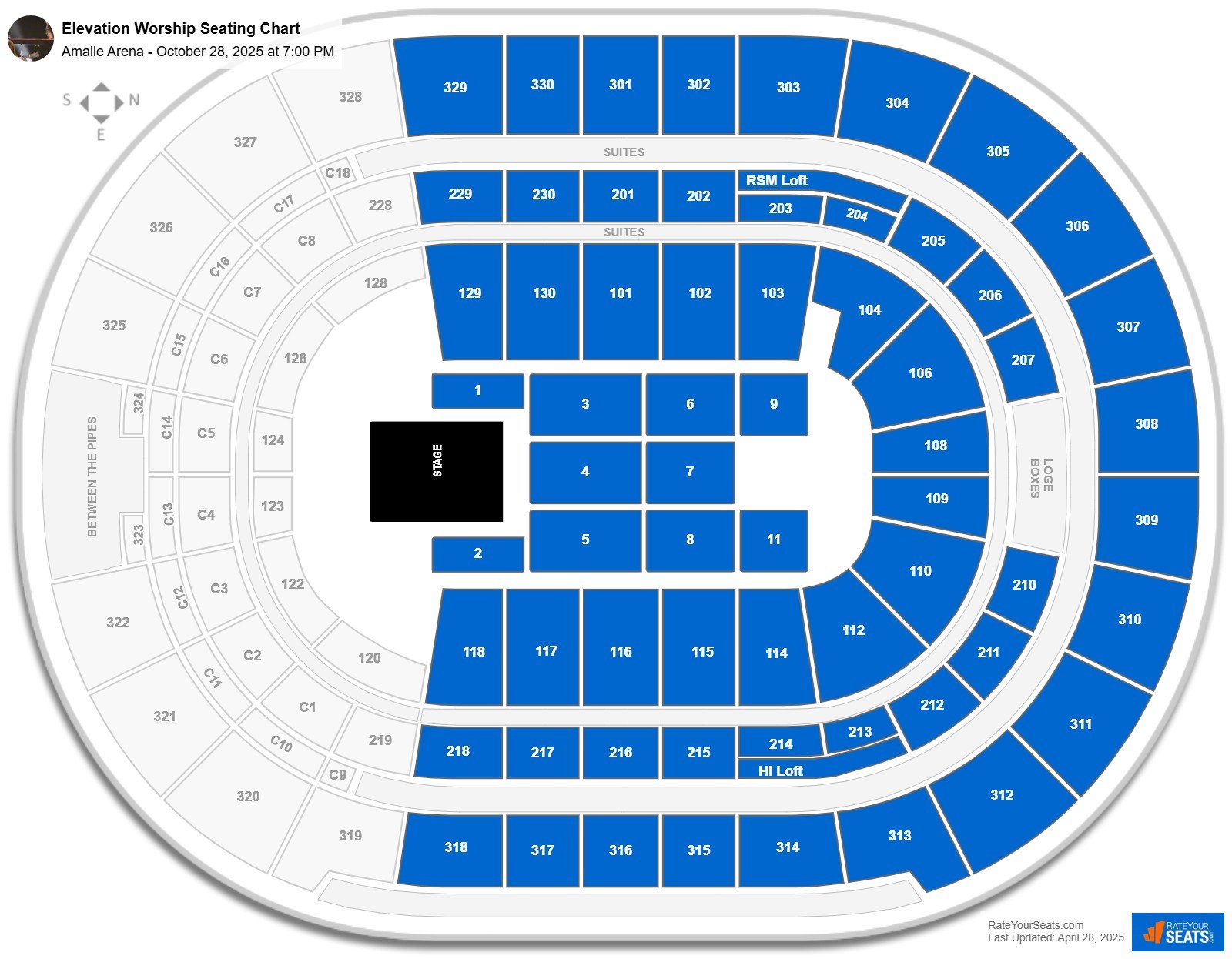 Elevation Worship seating chart Amalie Arena