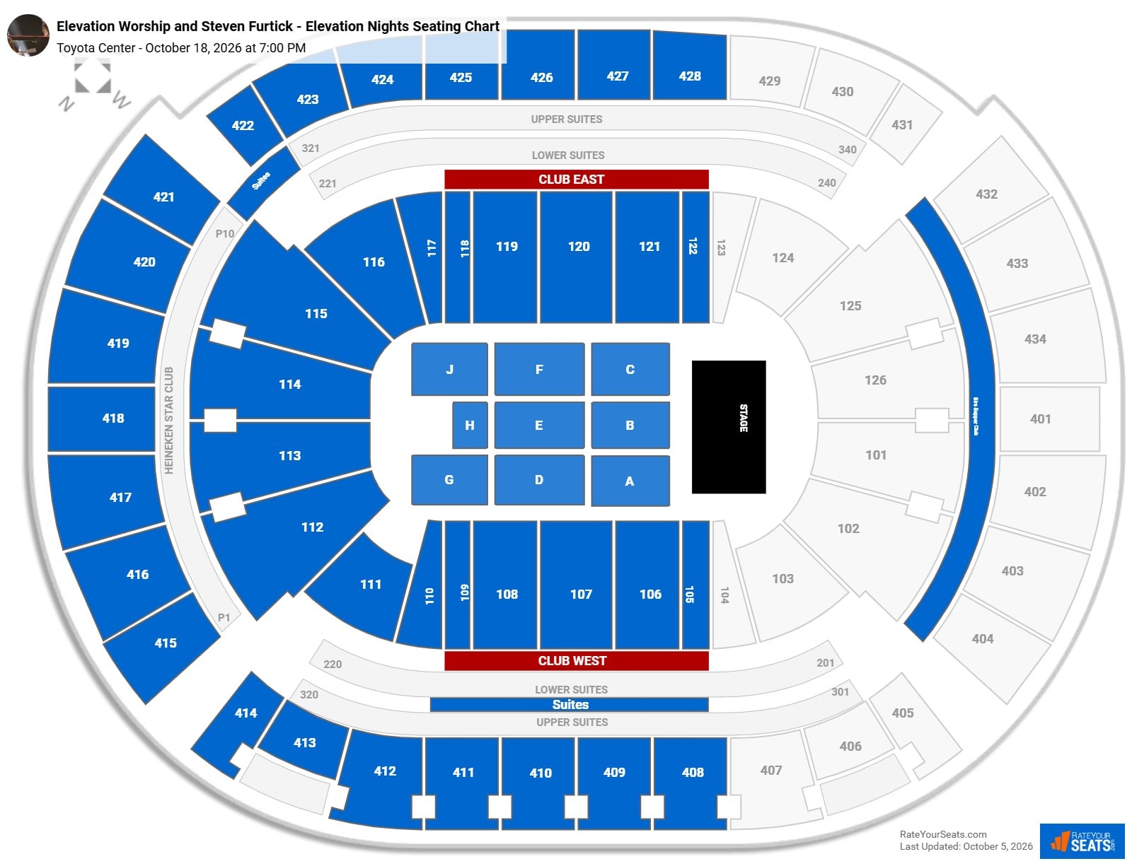 Elevation Worship and Steven Furtick - Elevation Nights Seating Chart at Toyota Center