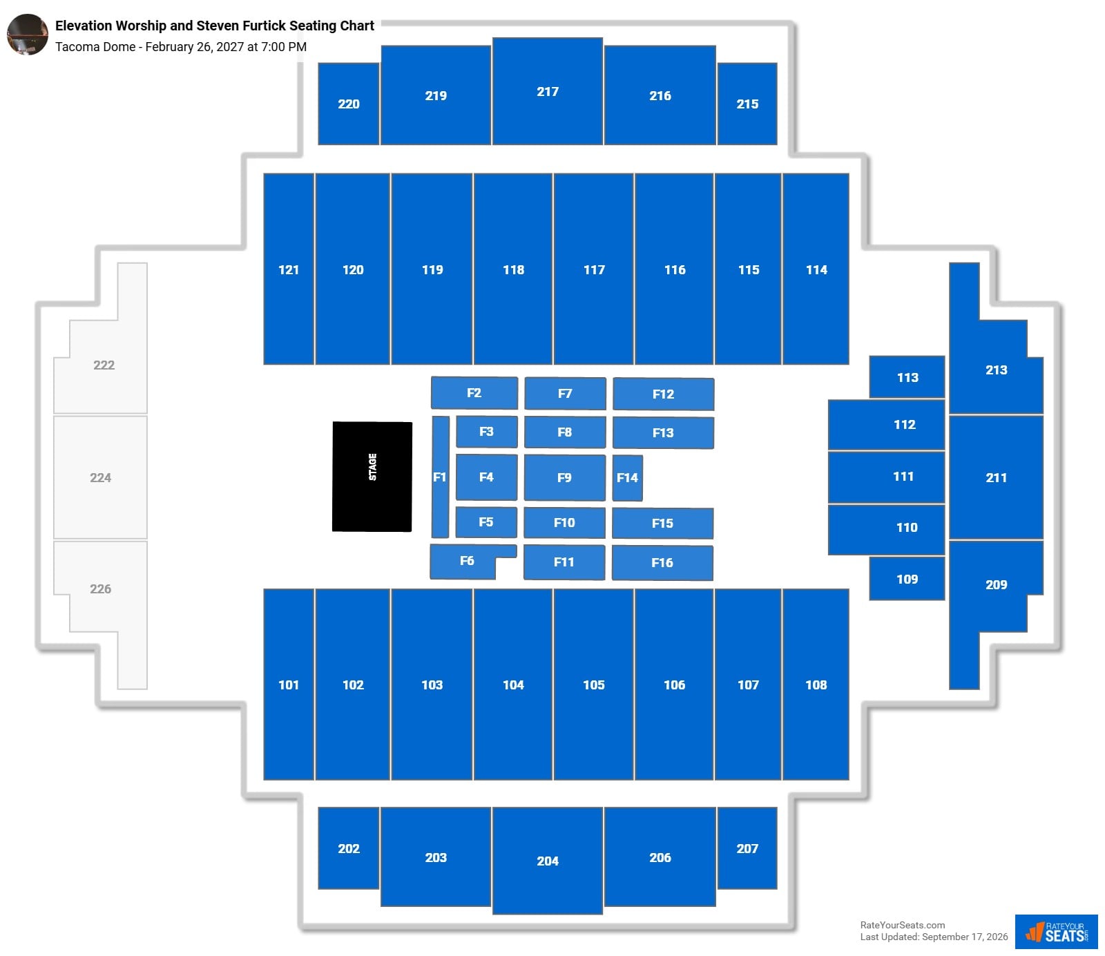 Elevation Worship and Steven Furtick Seating Chart at Tacoma Dome
