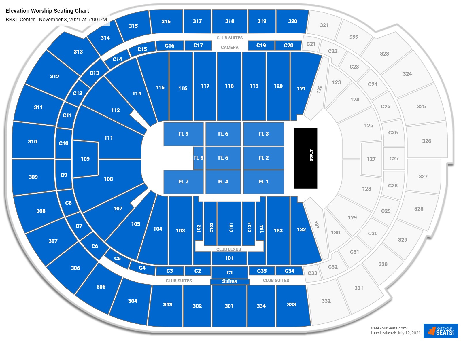 Elevation Worship seating chart FLA Live Arena