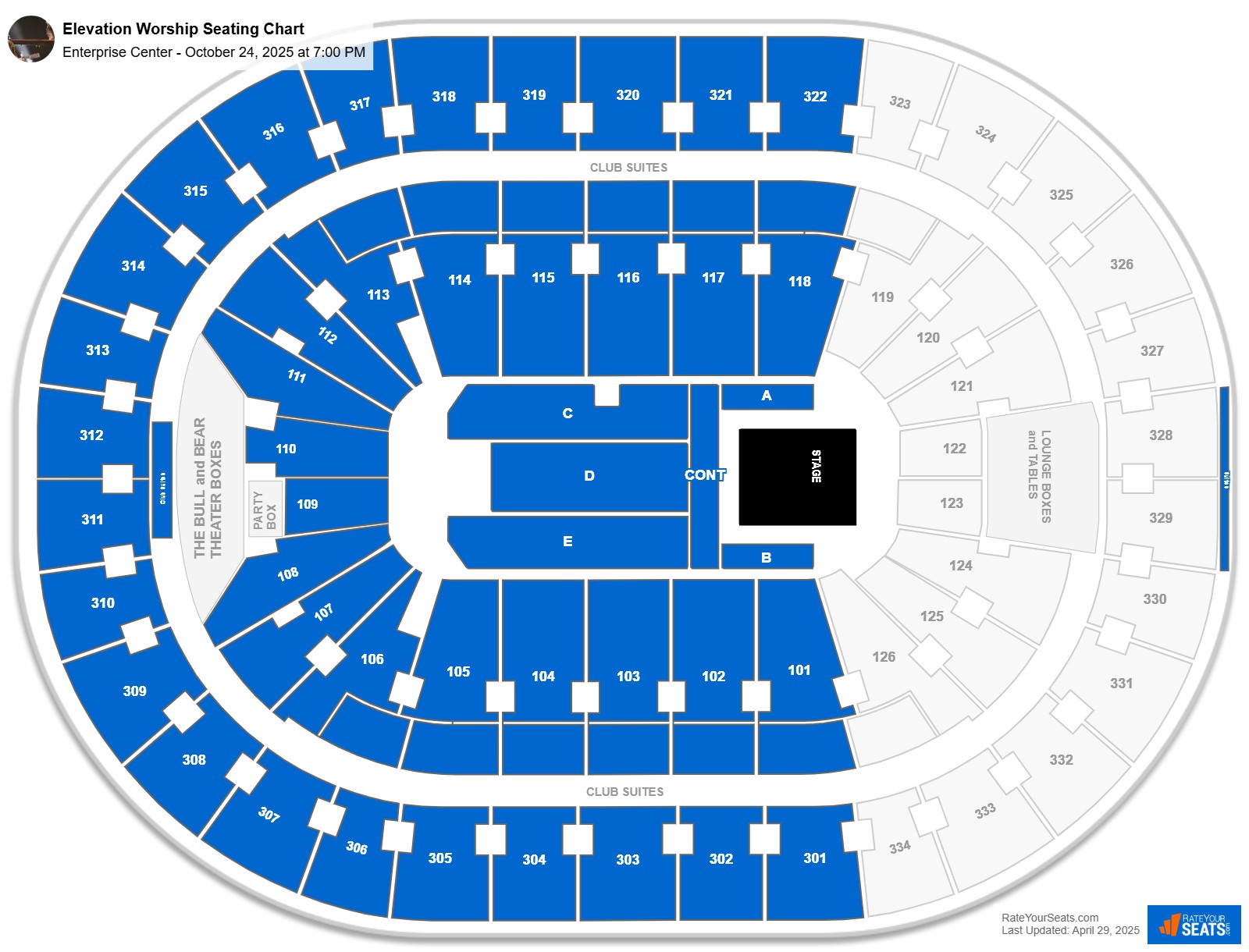 Elevation Worship seating chart Enterprise Center