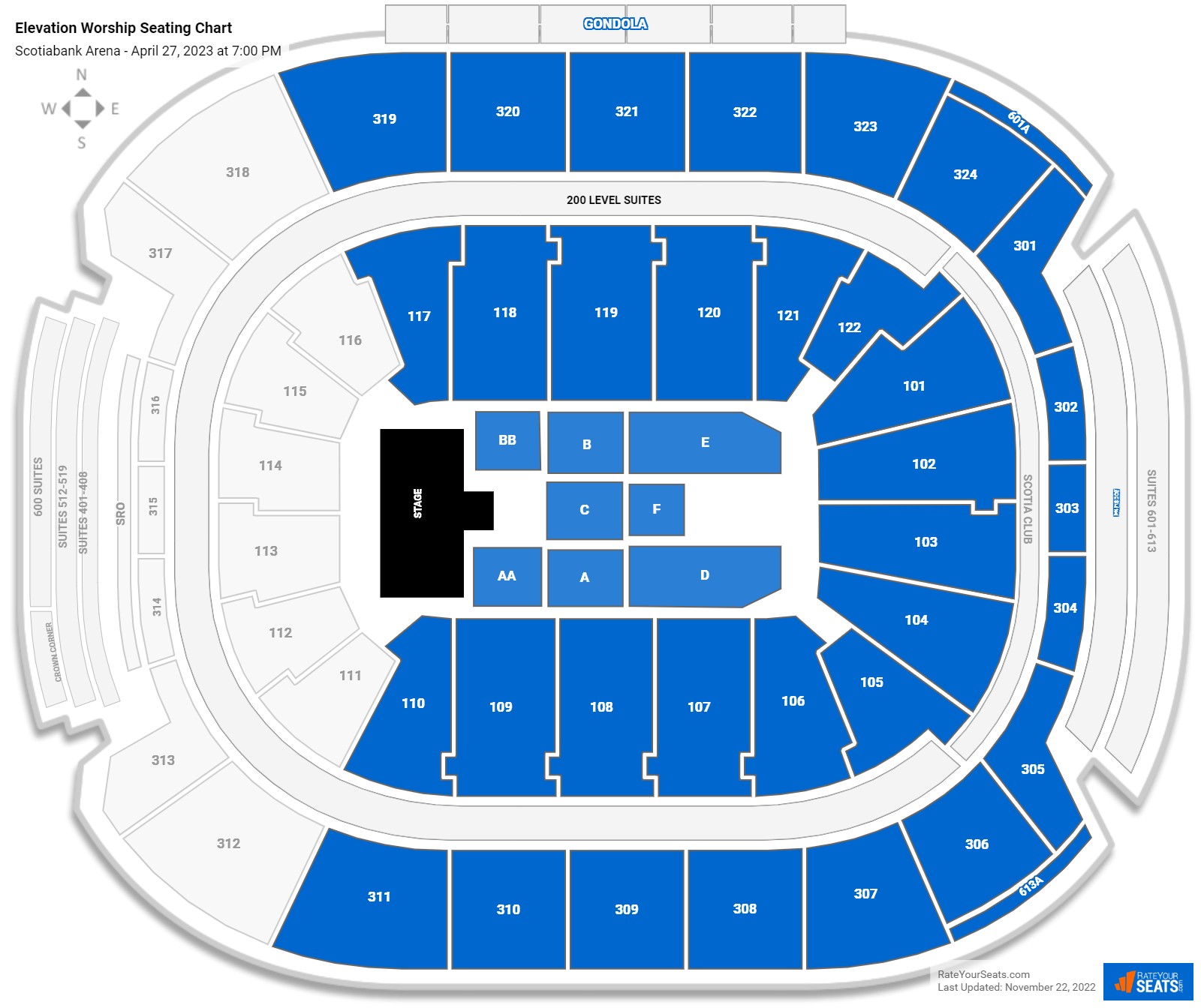 Elevation Worship seating chart Scotiabank Arena