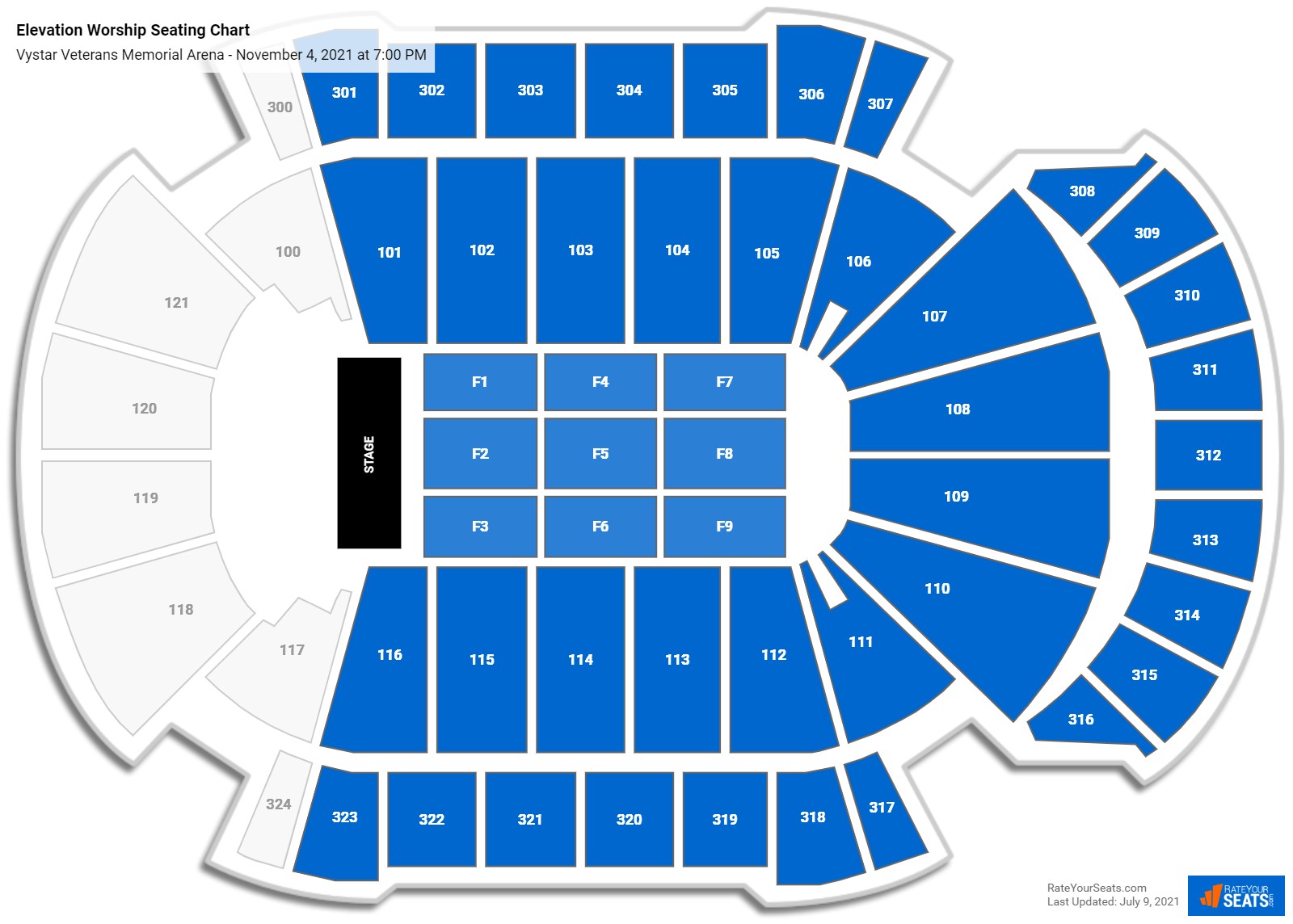 Elevation Worship seating chart Vystar Veterans Memorial Arena