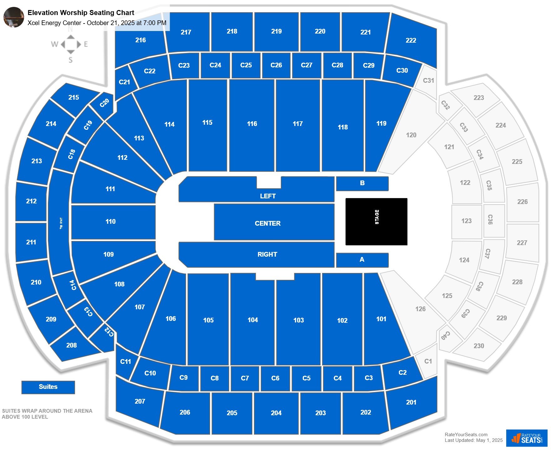 Elevation Worship seating chart Xcel Energy Center