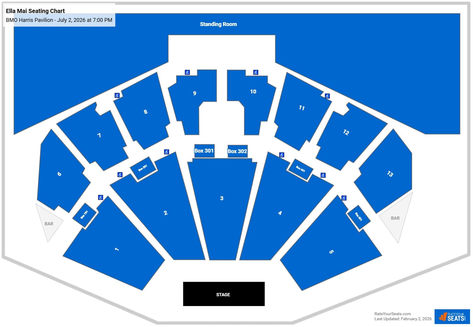Ella Mai seating chart BMO Harris Pavilion