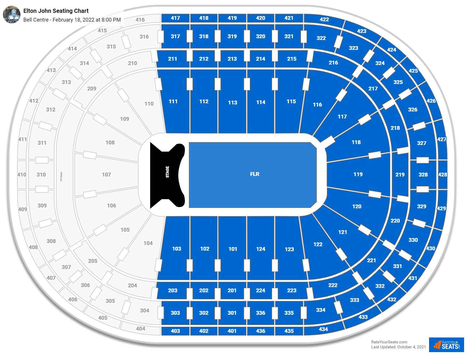 Elton John seating chart Bell Centre