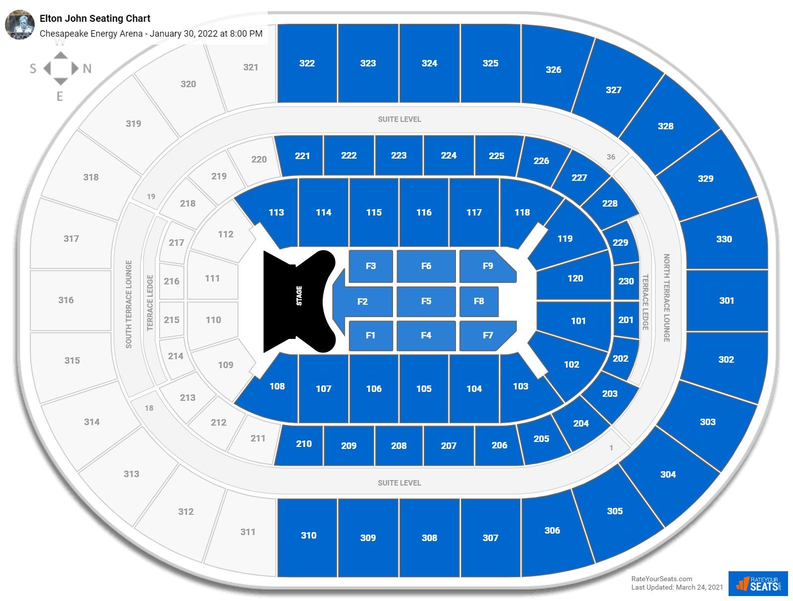 Elton John seating chart Chesapeake Energy Arena
