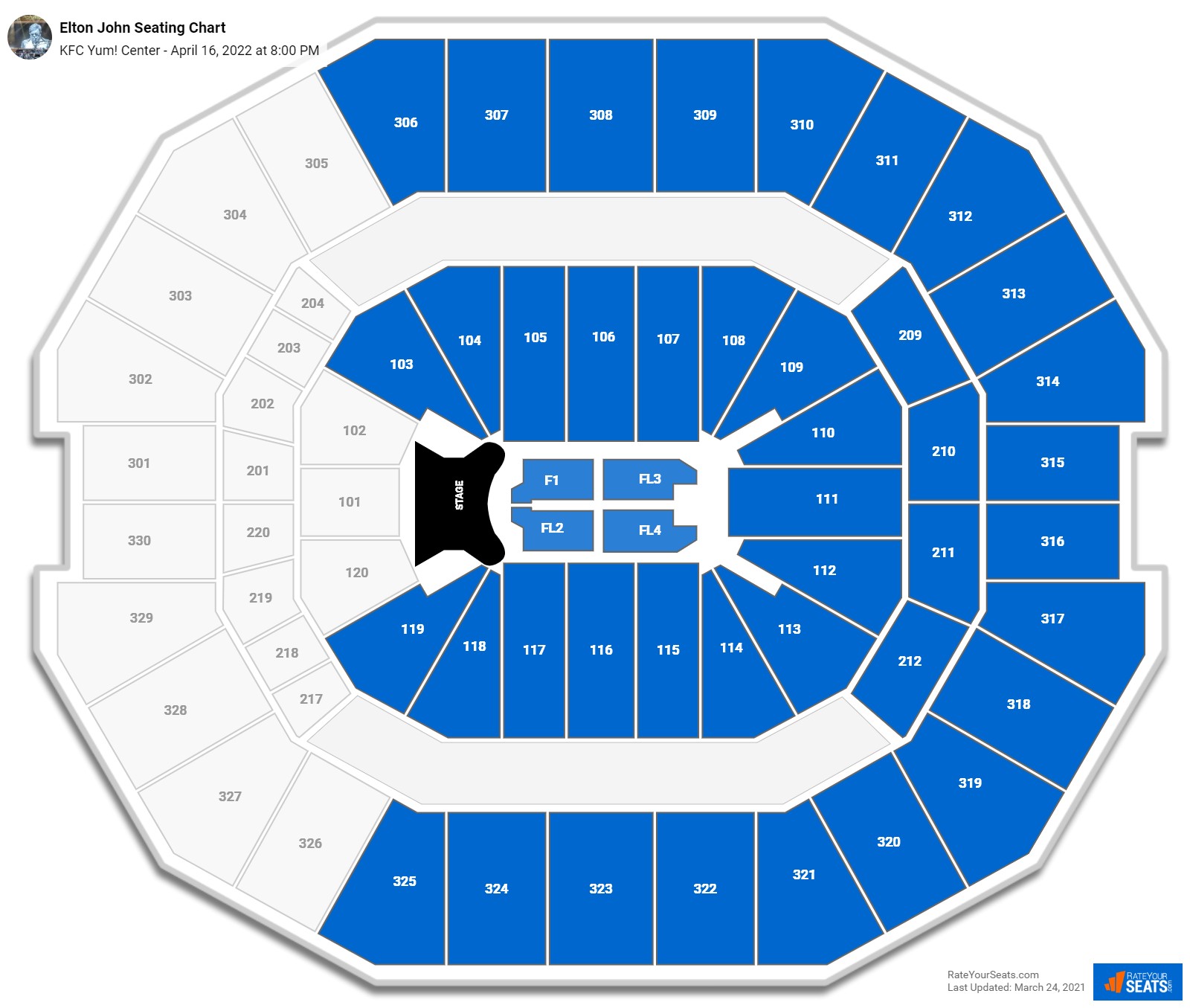 Elton John seating chart KFC Yum! Center