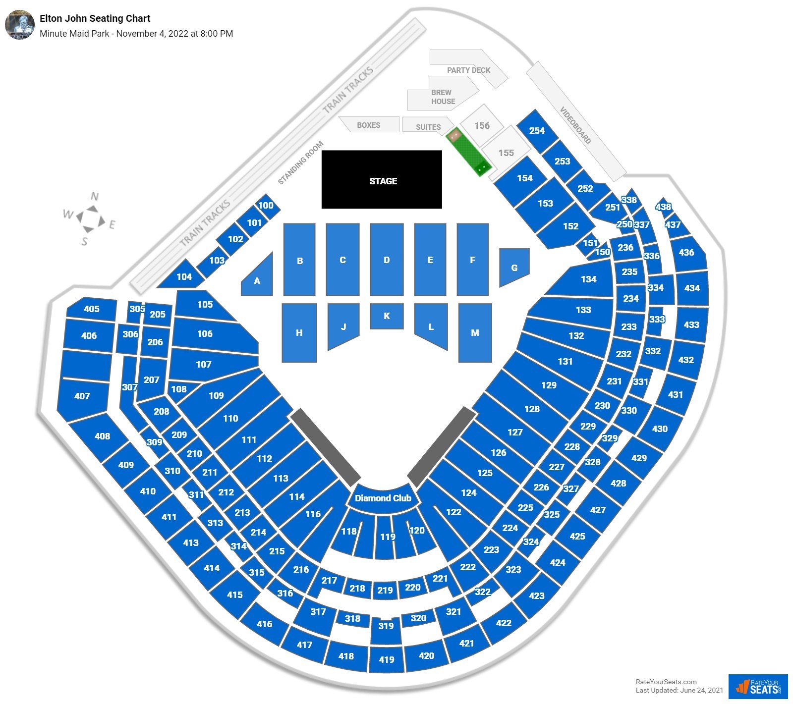 Square Garden Seating Chart For Elton John