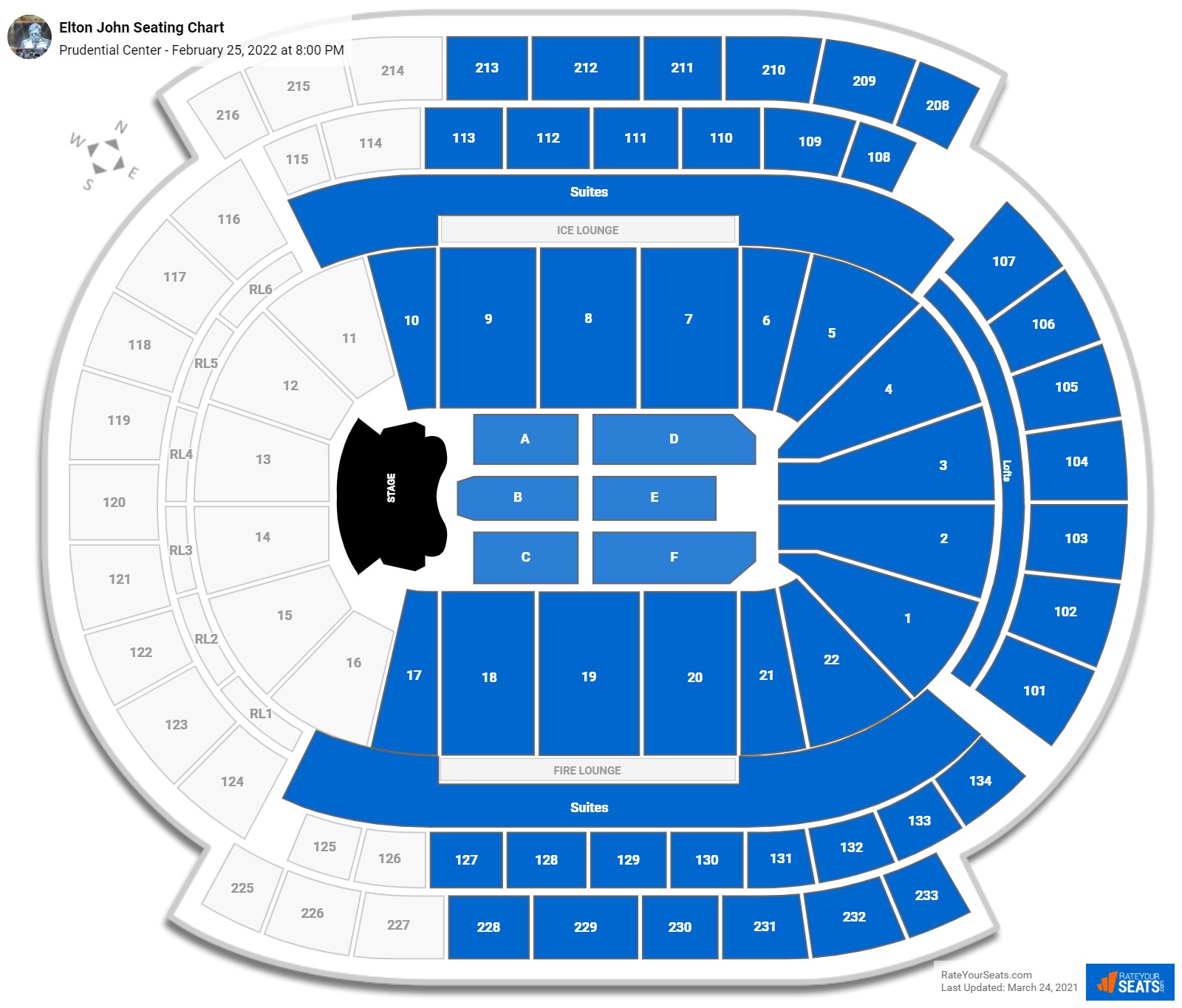 Elton John seating chart Prudential Center
