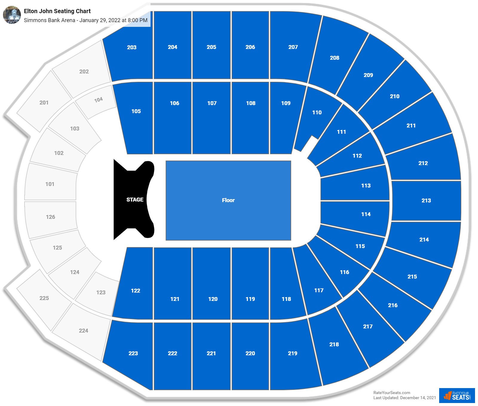 Elton John seating chart Simmons Bank Arena