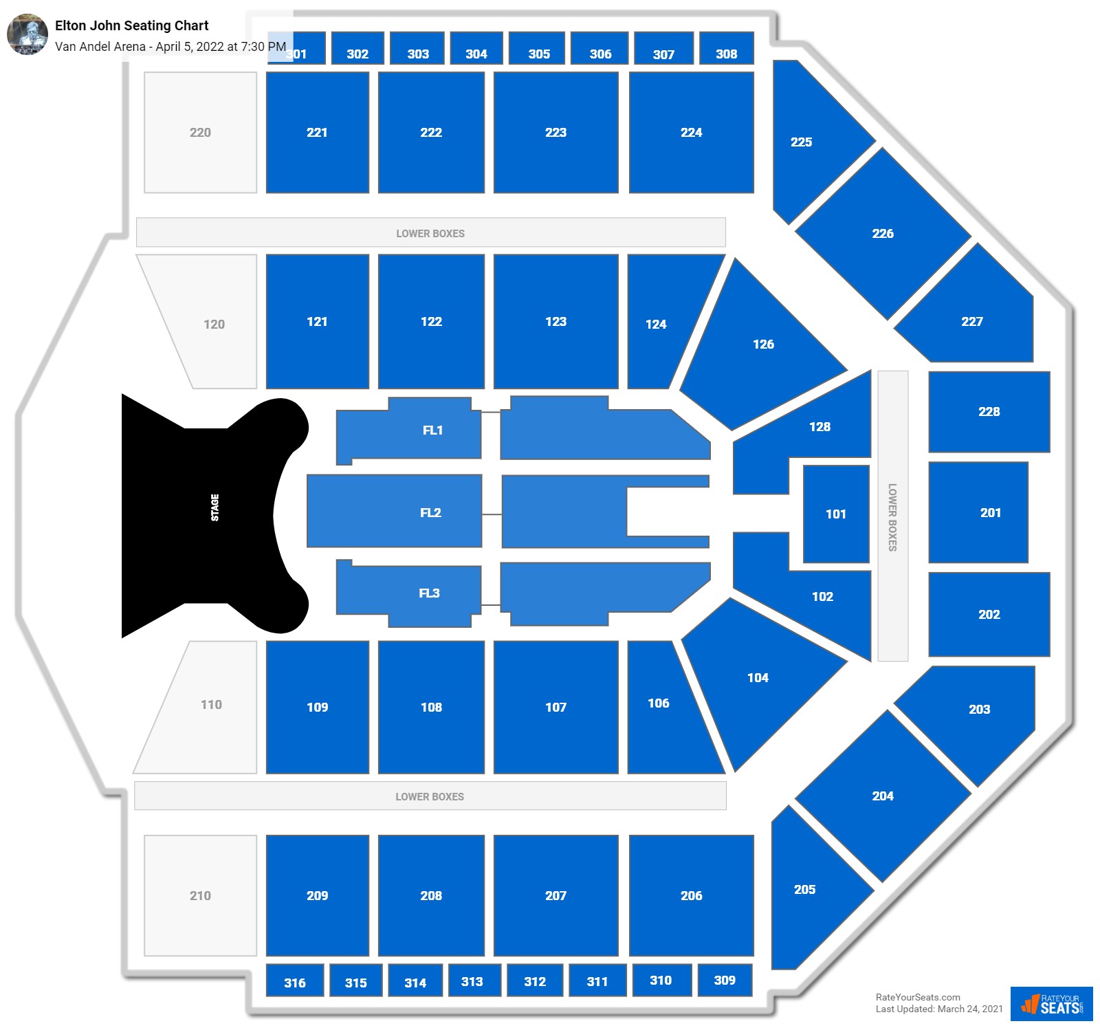 Elton John seating chart Van Andel Arena
