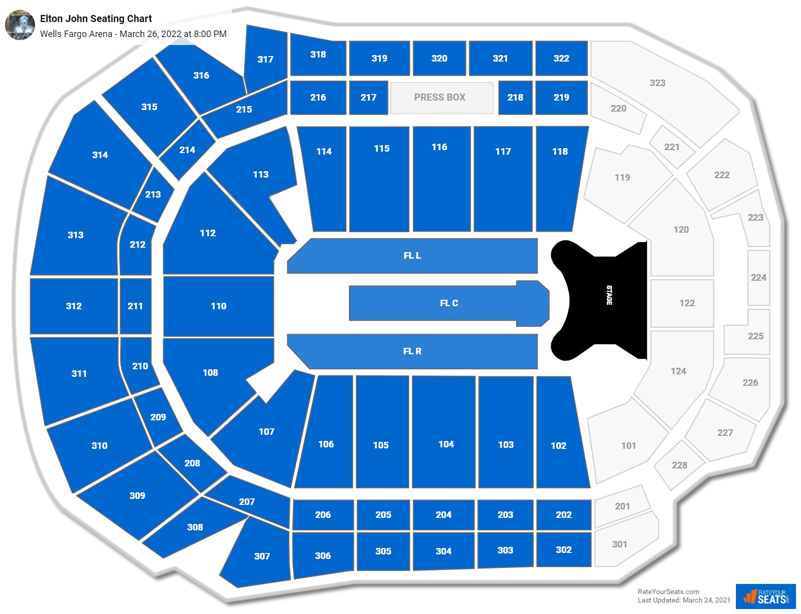 Elton John seating chart Wells Fargo Arena