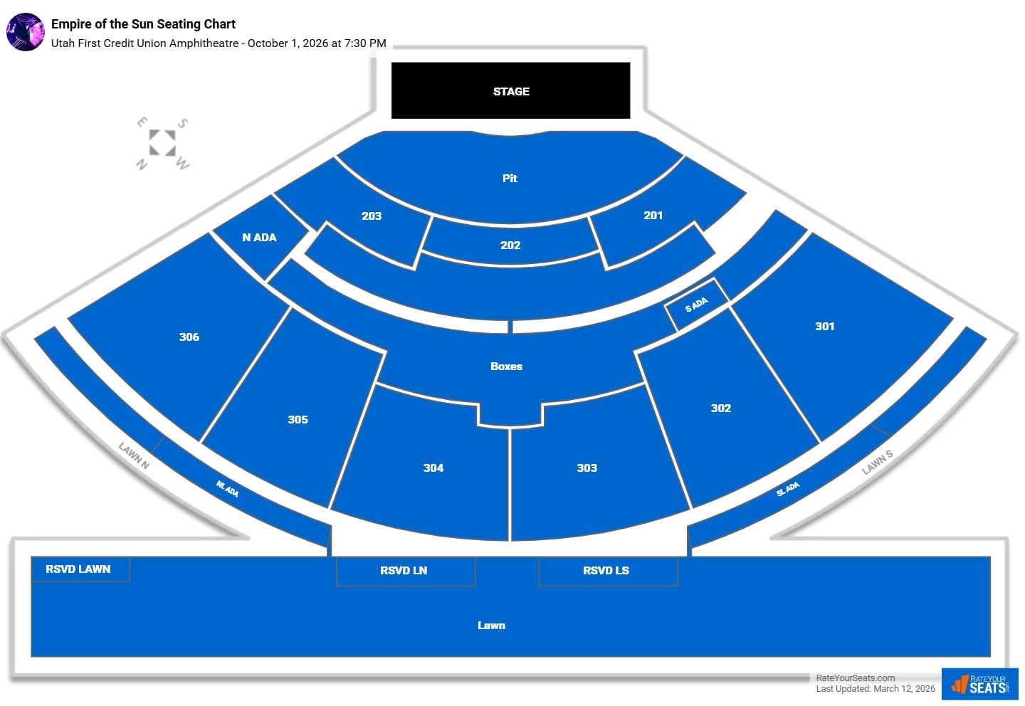 Empire of the Sun seating chart Utah First Credit Union Amphitheatre