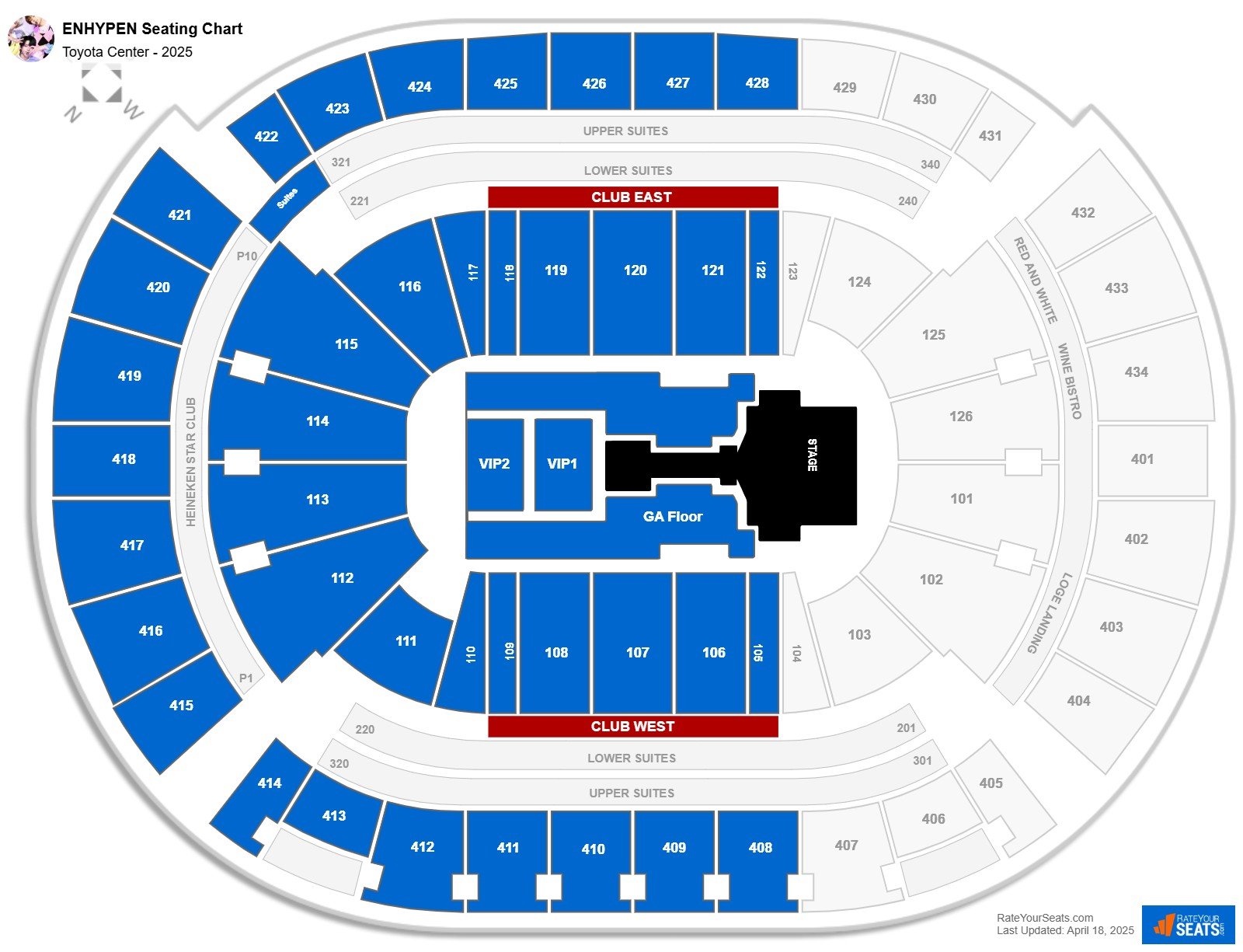 ENHYPEN seating chart Toyota Center