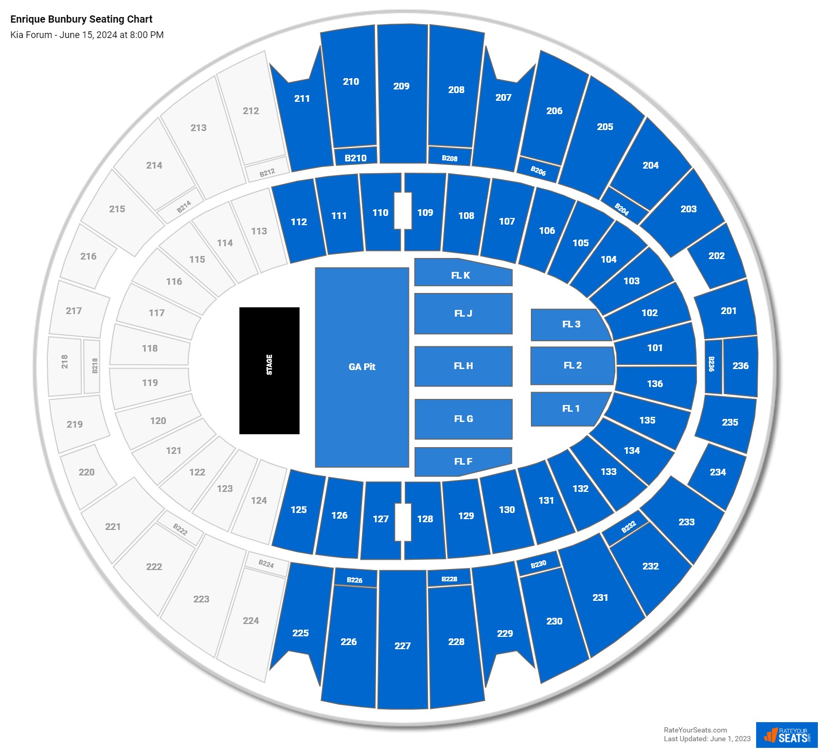Enrique Bunbury seating chart Kia Forum