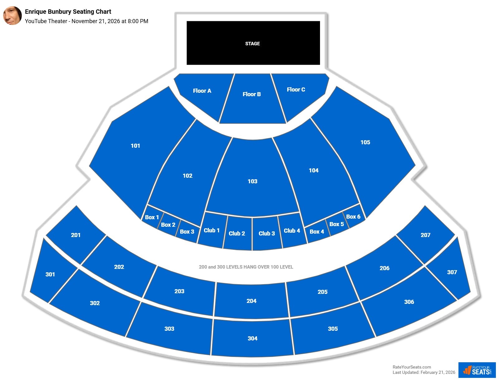 Enrique Bunbury seating chart YouTube Theater