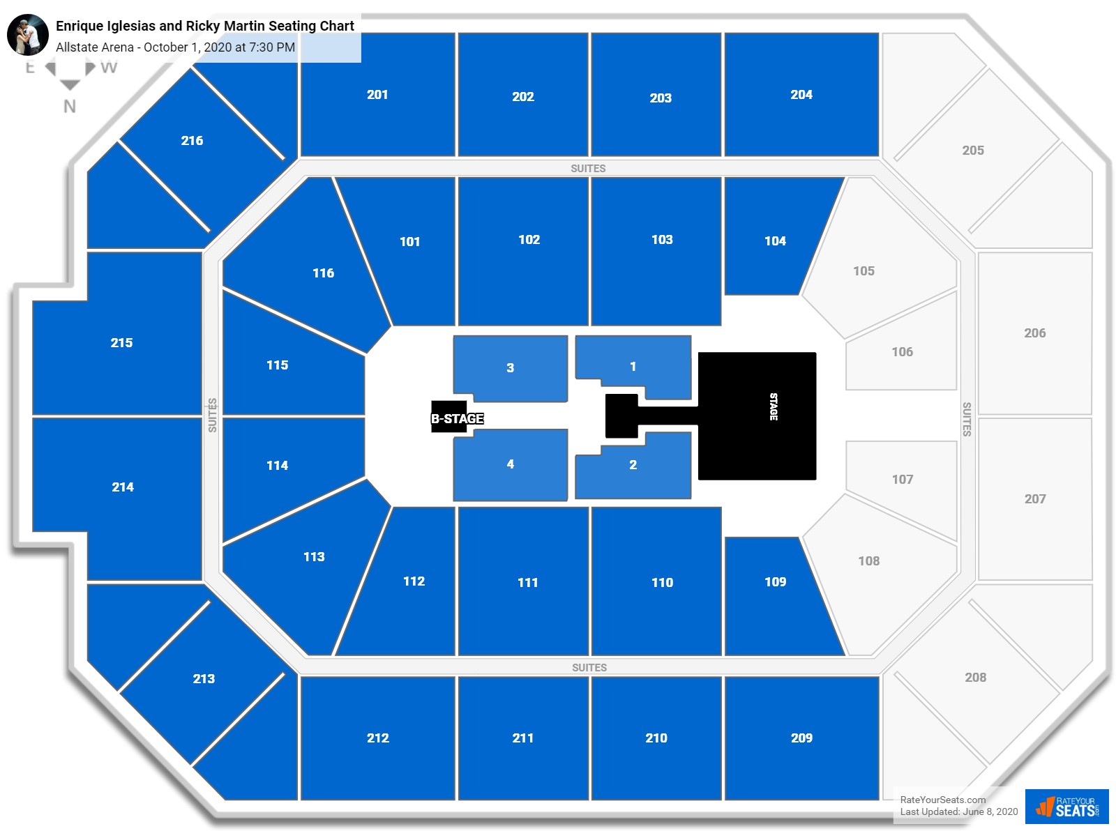 Enrique Iglesias and Ricky Martin seating chart Allstate Arena