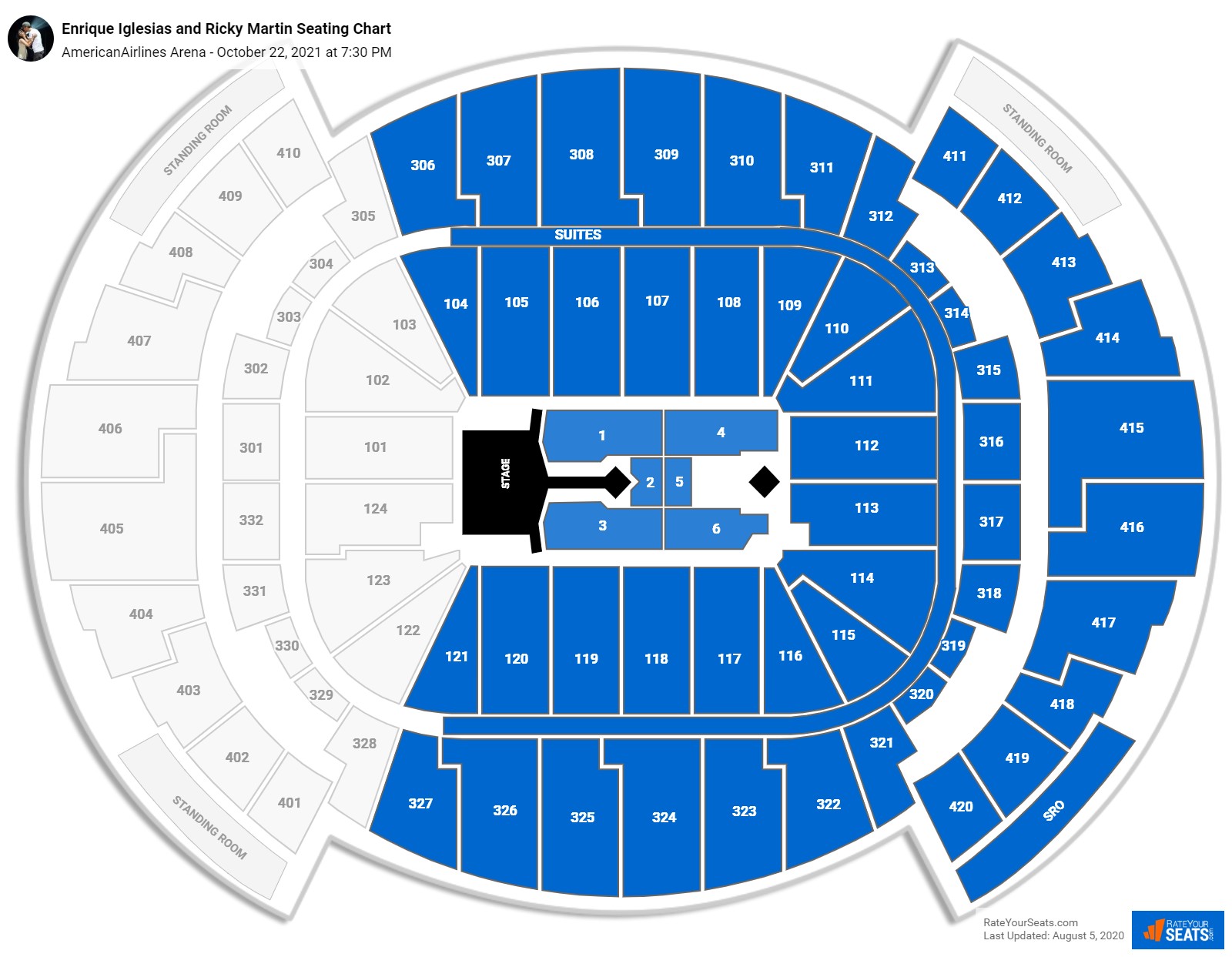 Enrique Iglesias and Ricky Martin seating chart AmericanAirlines Arena